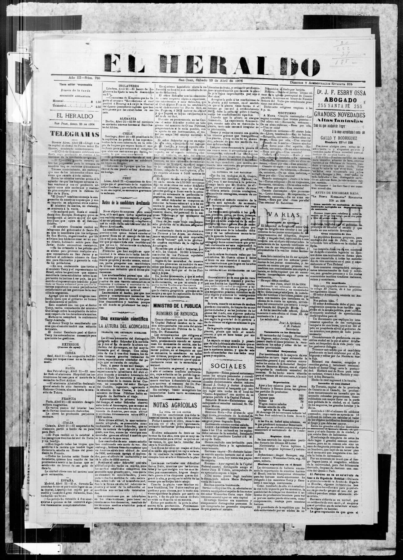 Portada · 23 de Abril de 1904