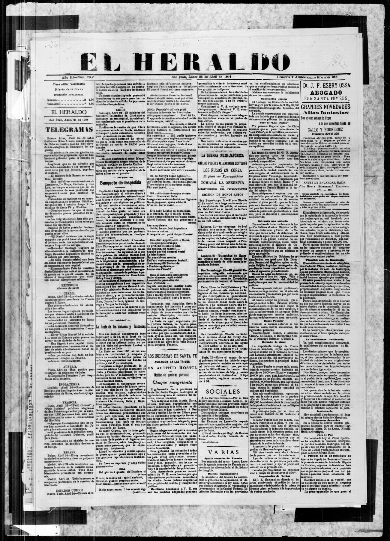 Portada · 25 de Abril de 1904