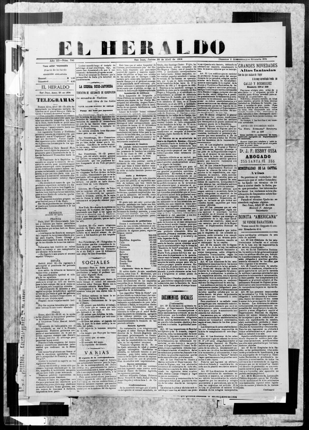 Portada · 28 de Abril de 1904