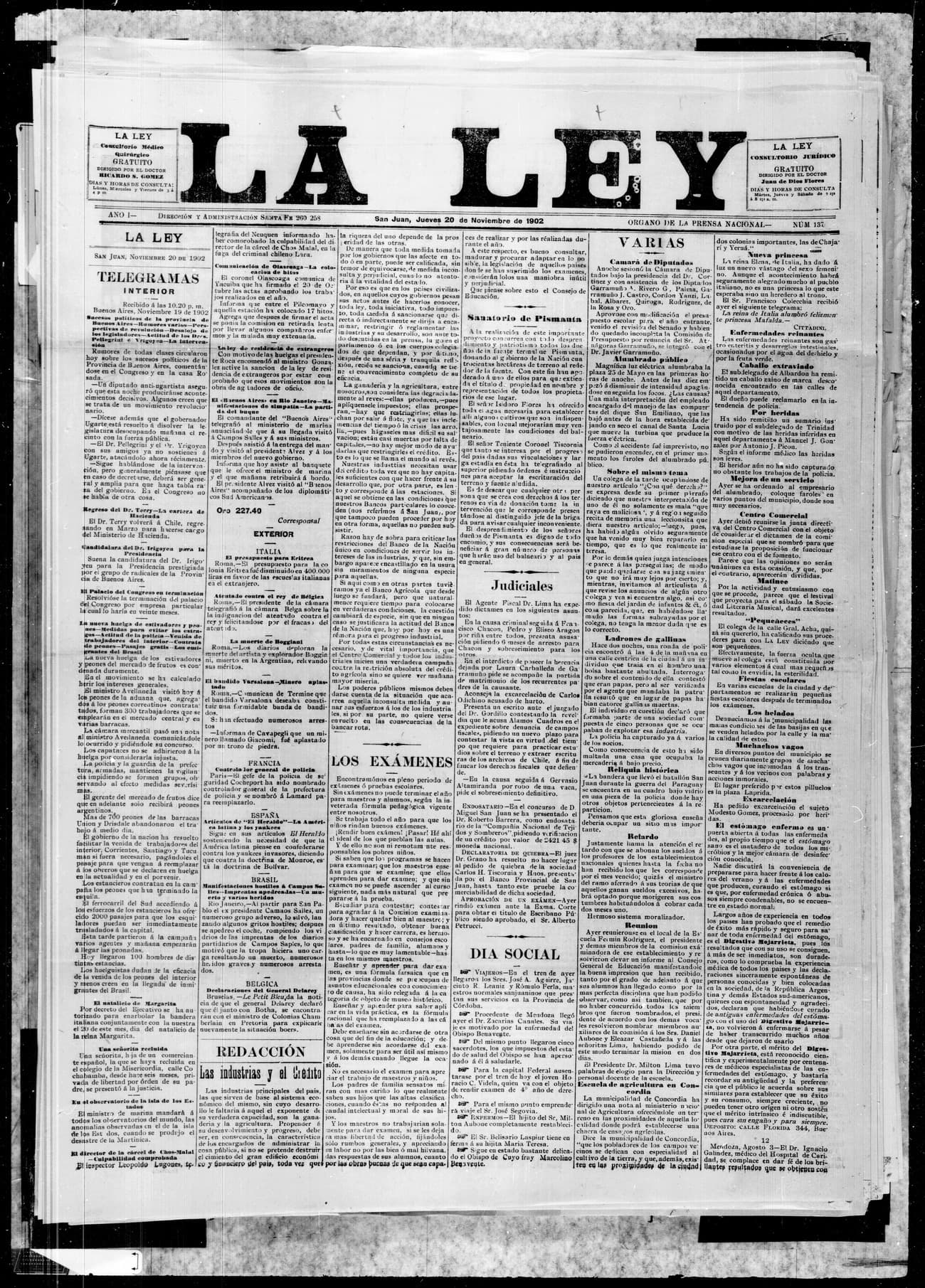 Portada · 20 de Noviembre de 1902