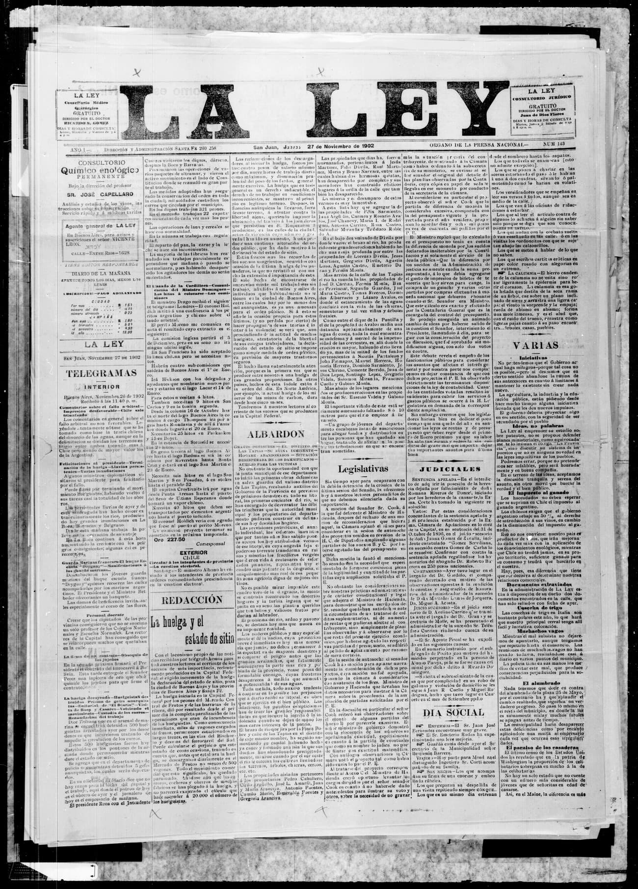 Portada · 27 de Noviembre de 1902