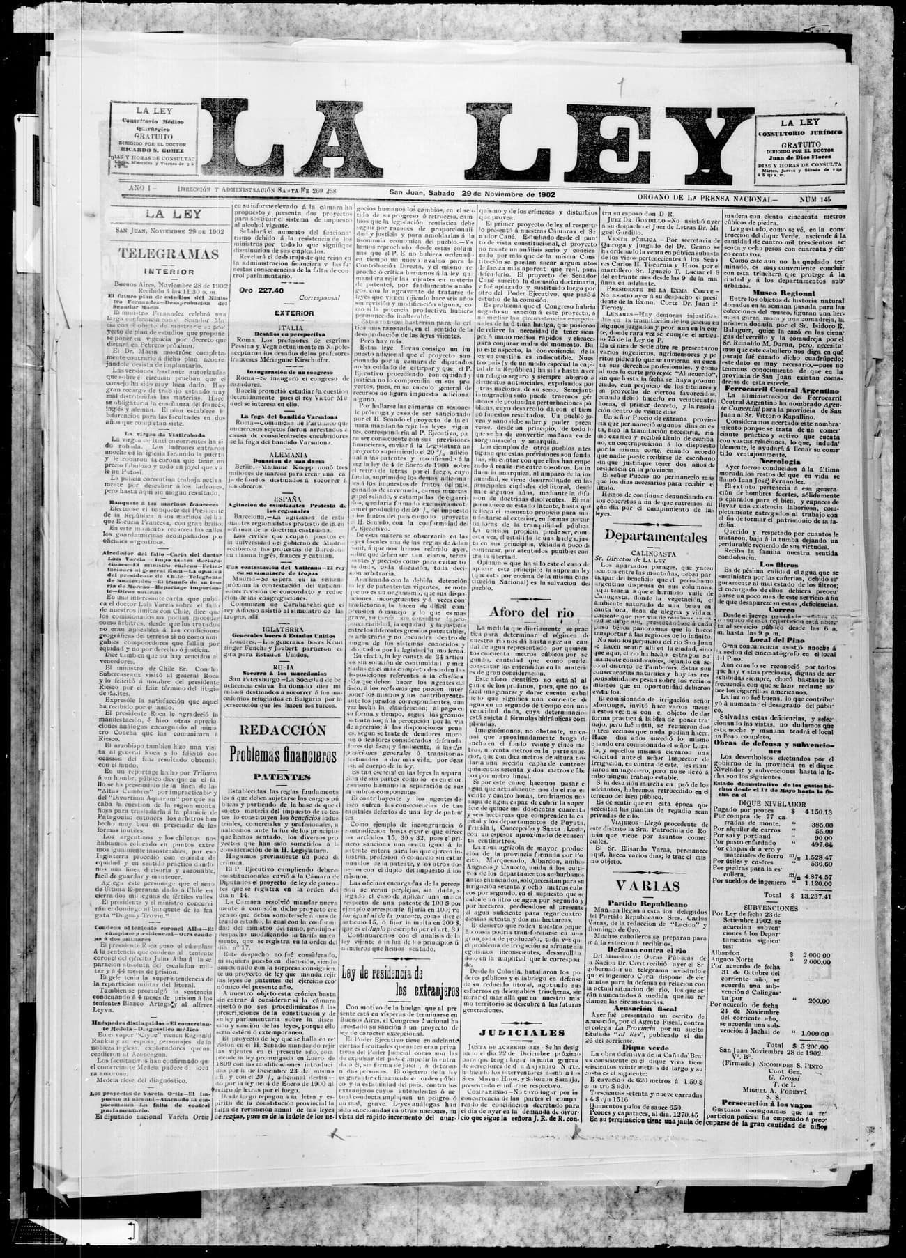 Portada · 29 de Noviembre de 1902
