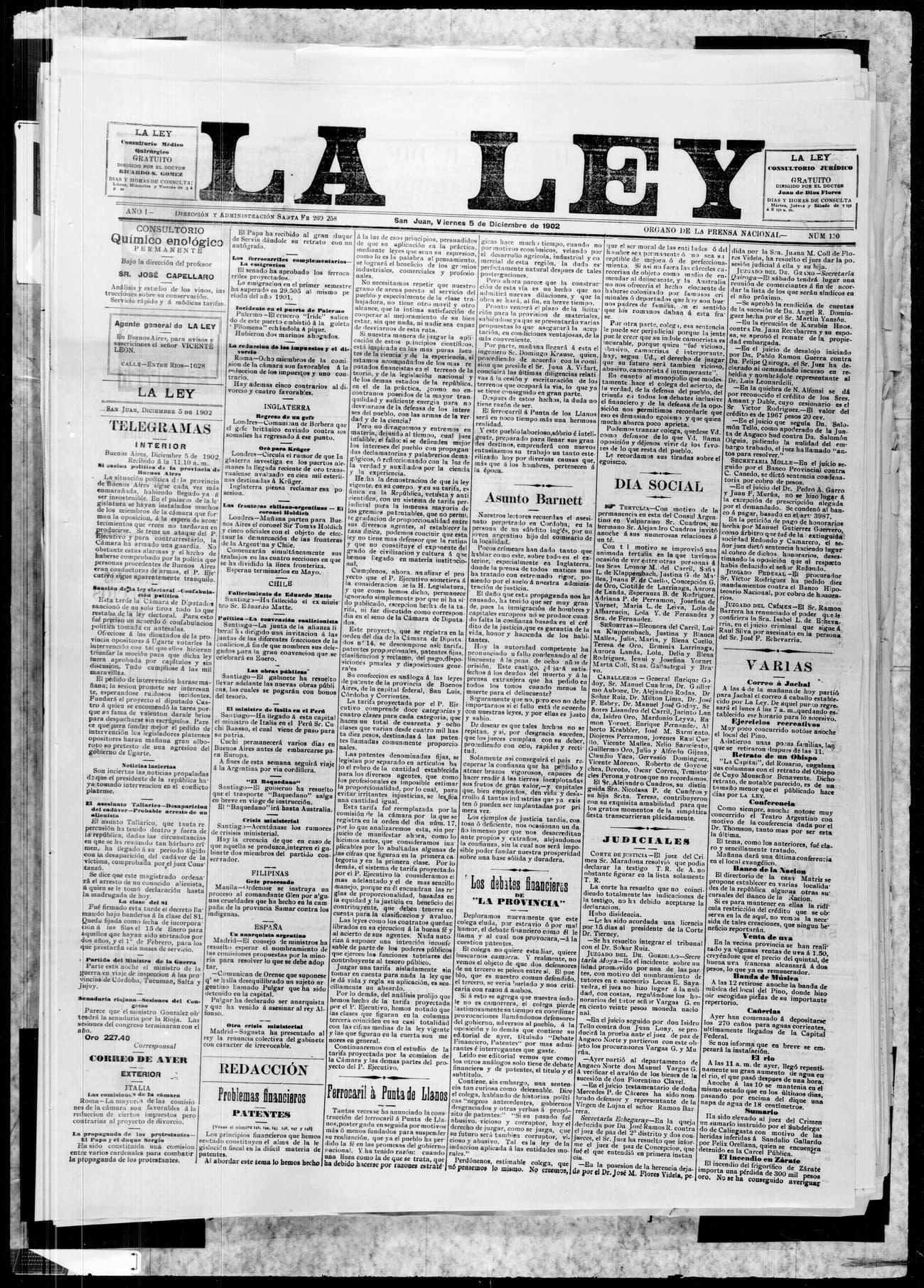 Portada · 5 de Diciembre de 1902