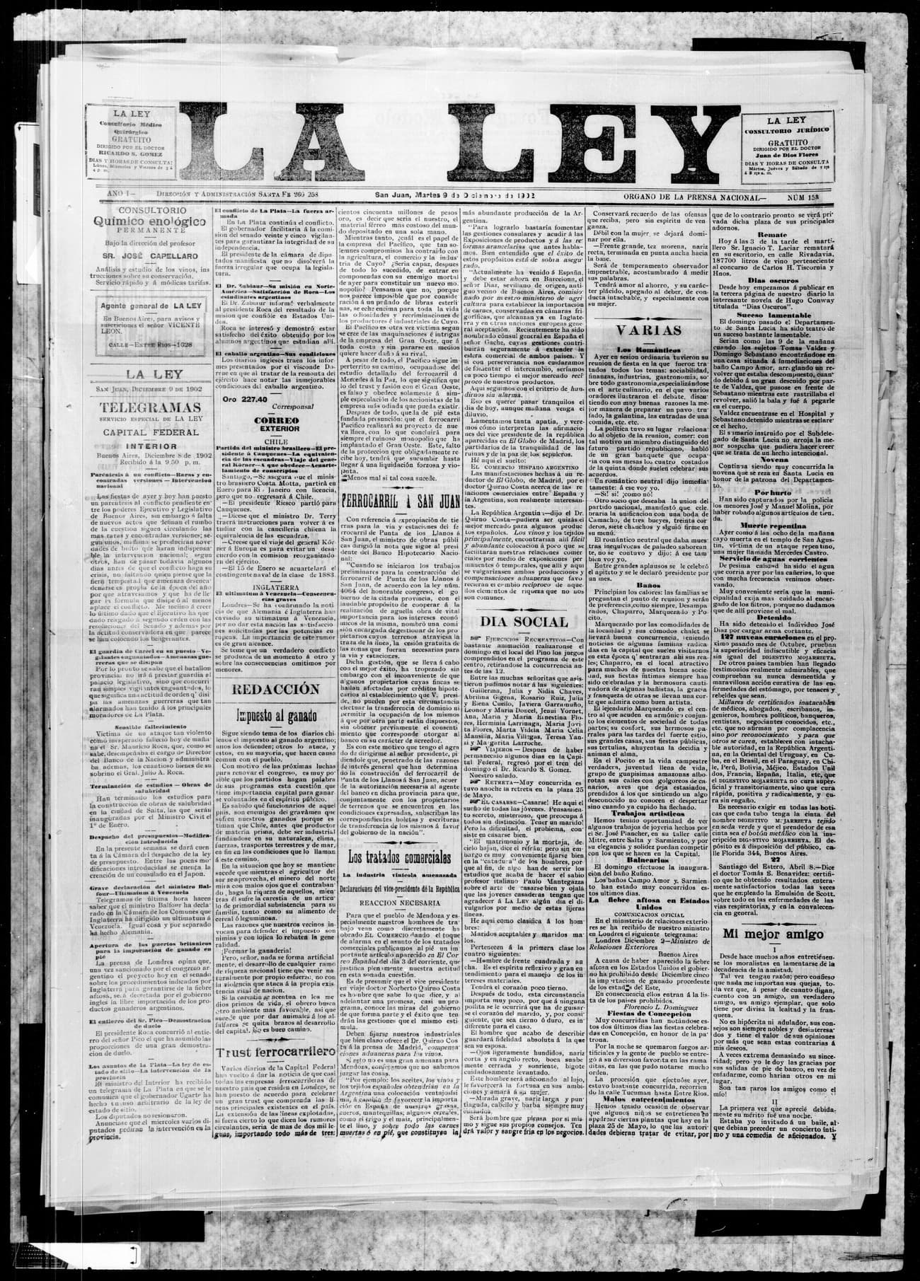 Portada · 9 de Diciembre de 1902