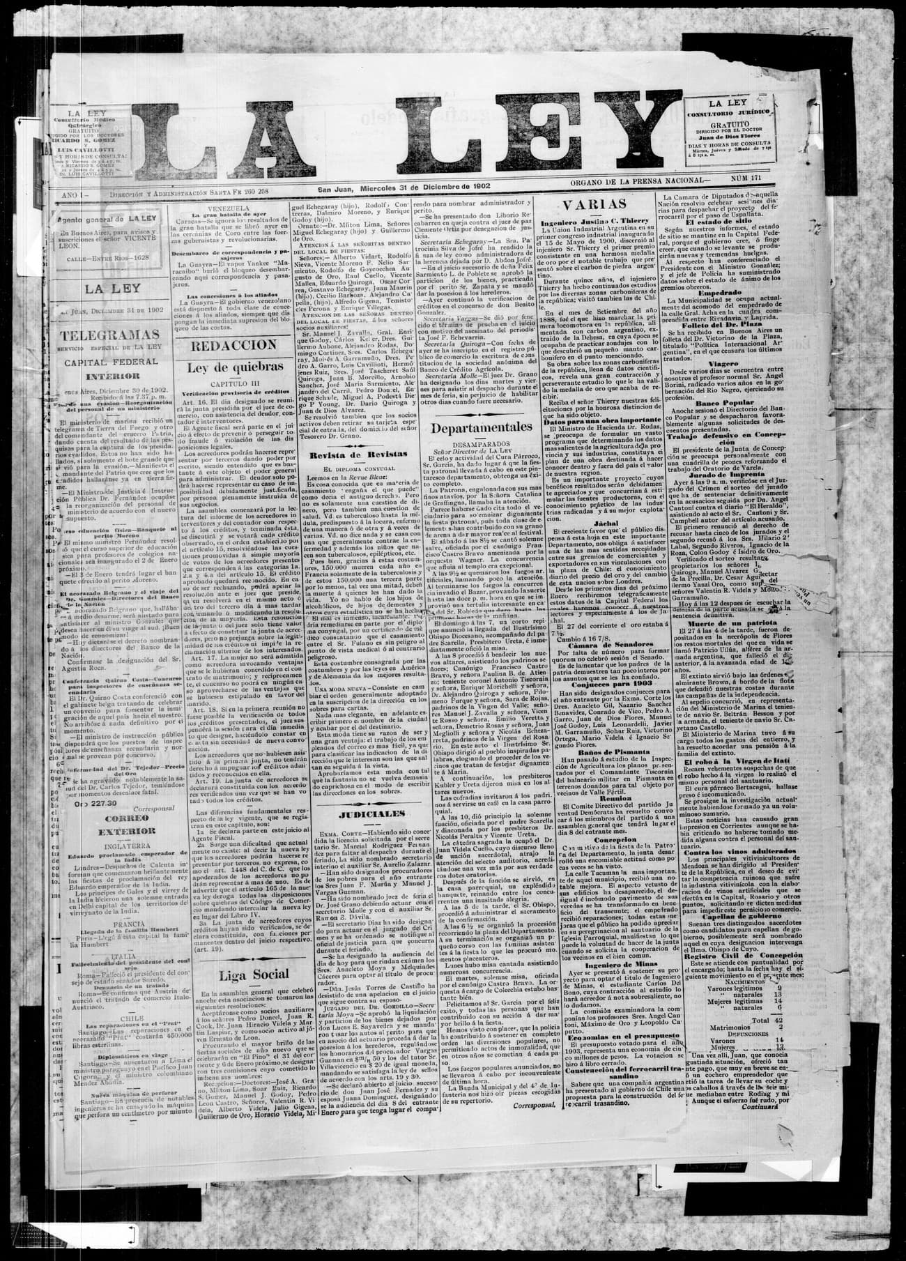 Portada · 31 de Diciembre de 1902