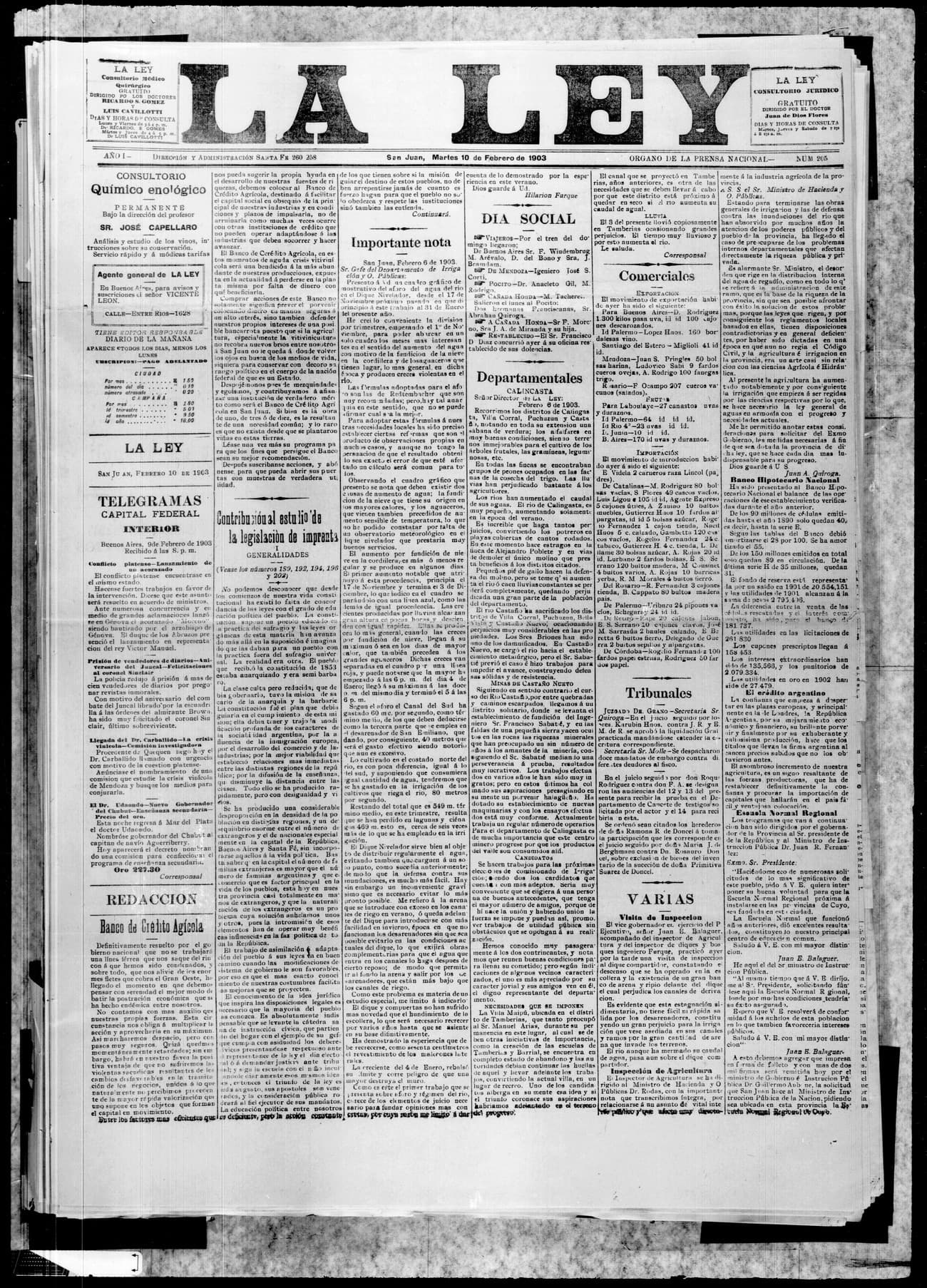 Portada · 10 de Febrero de 1903