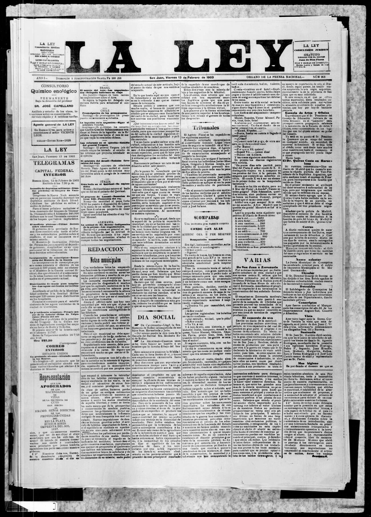 Portada · 13 de Febrero de 1903