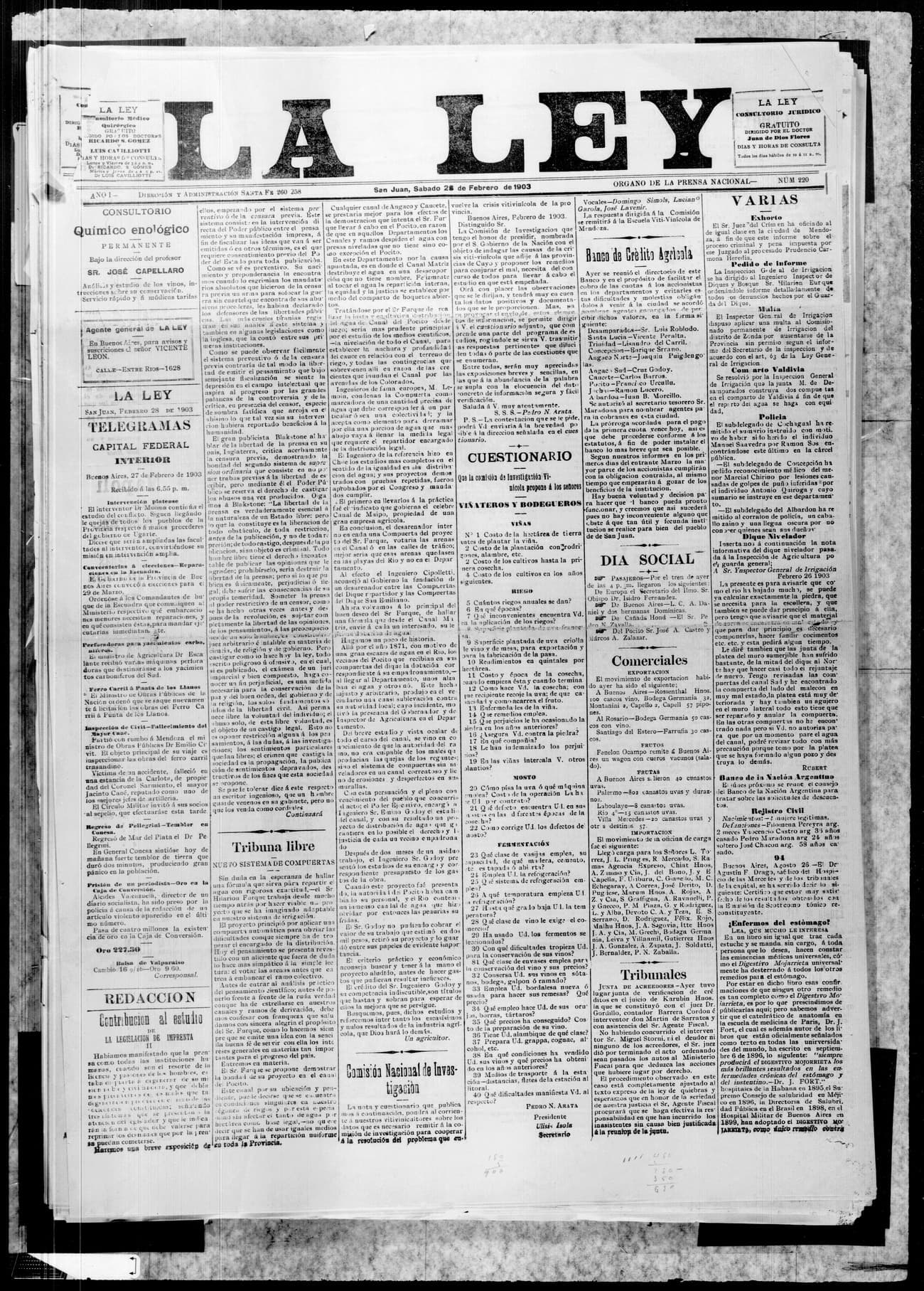 Portada · 28 de Febrero de 1903