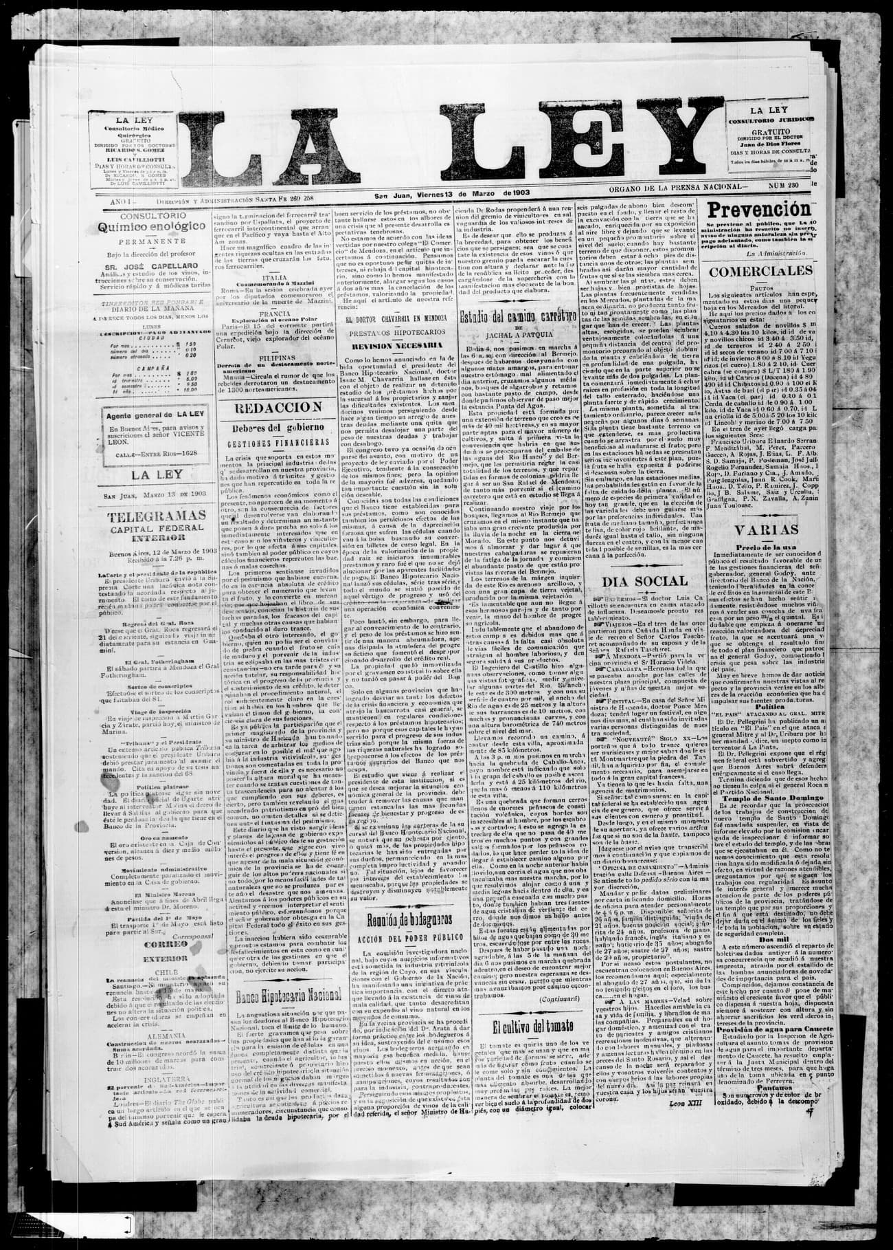 Portada · 13 de Marzo de 1903