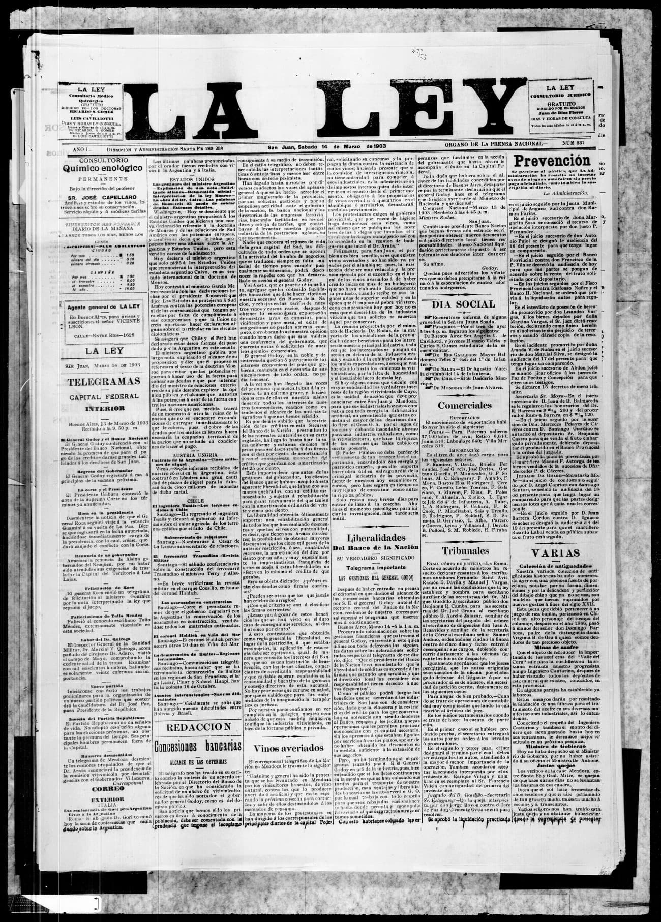 Portada · 14 de Marzo de 1903