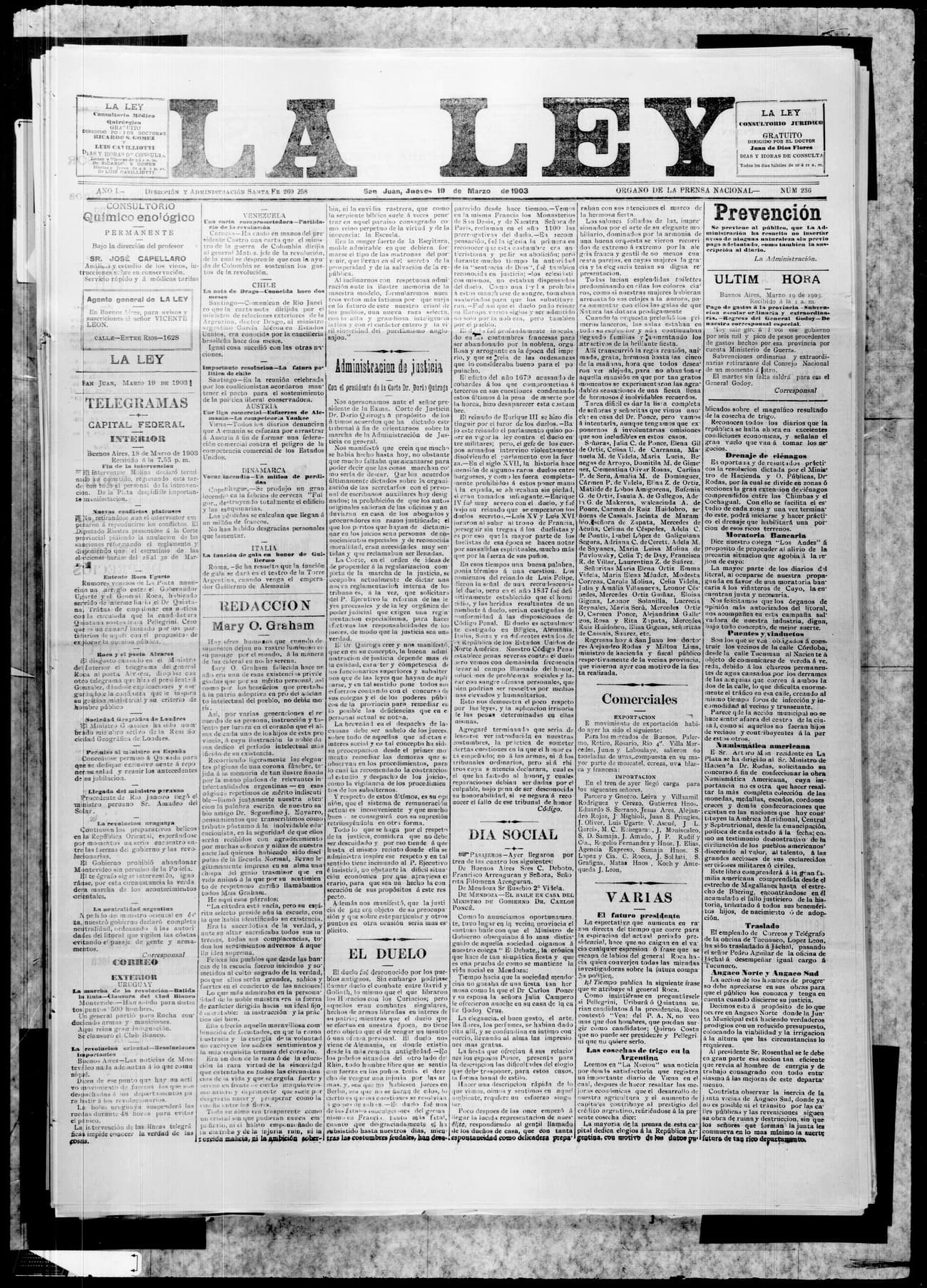 Portada · 19 de Marzo de 1903