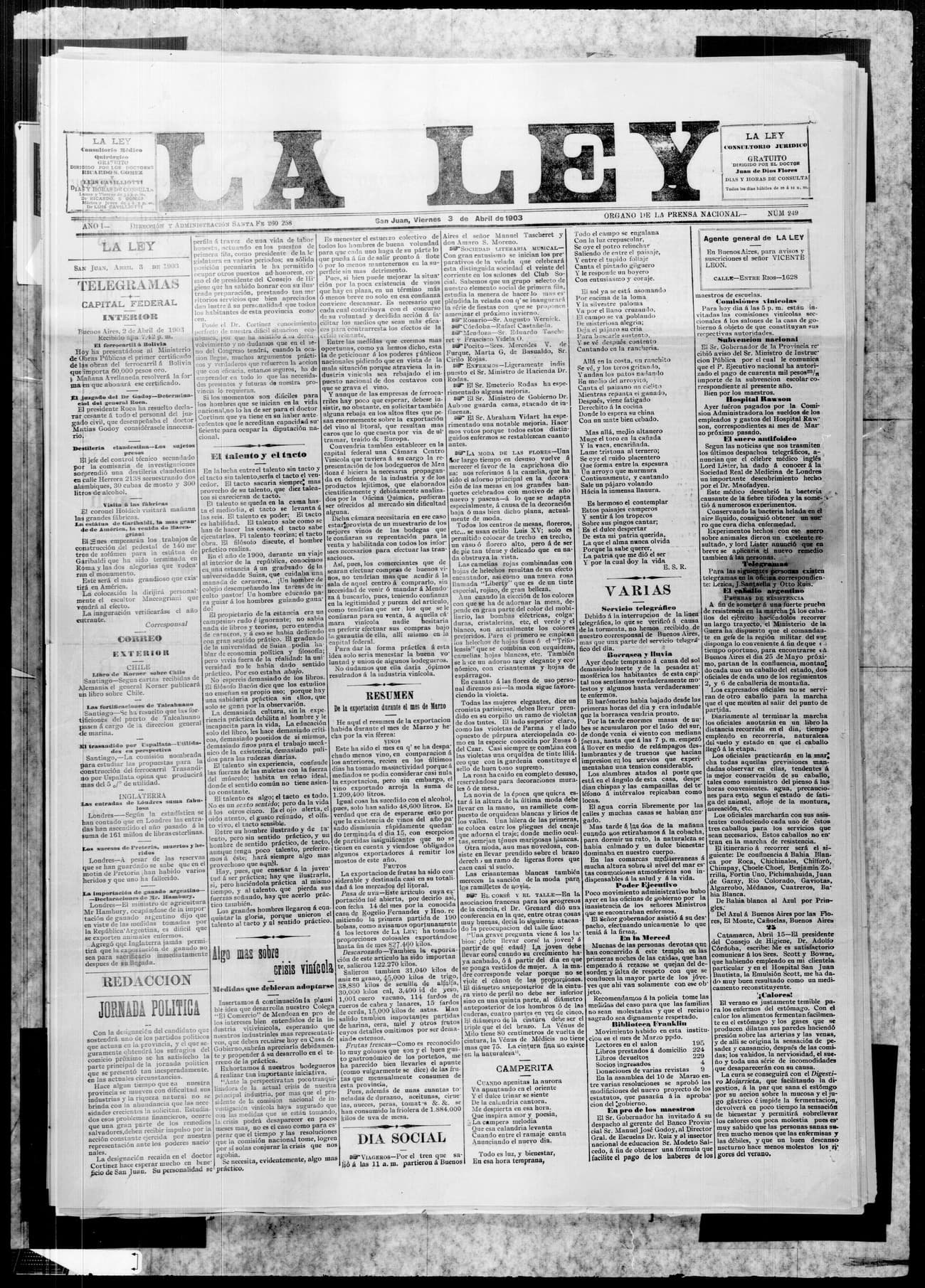 Portada · 3 de Abril de 1903
