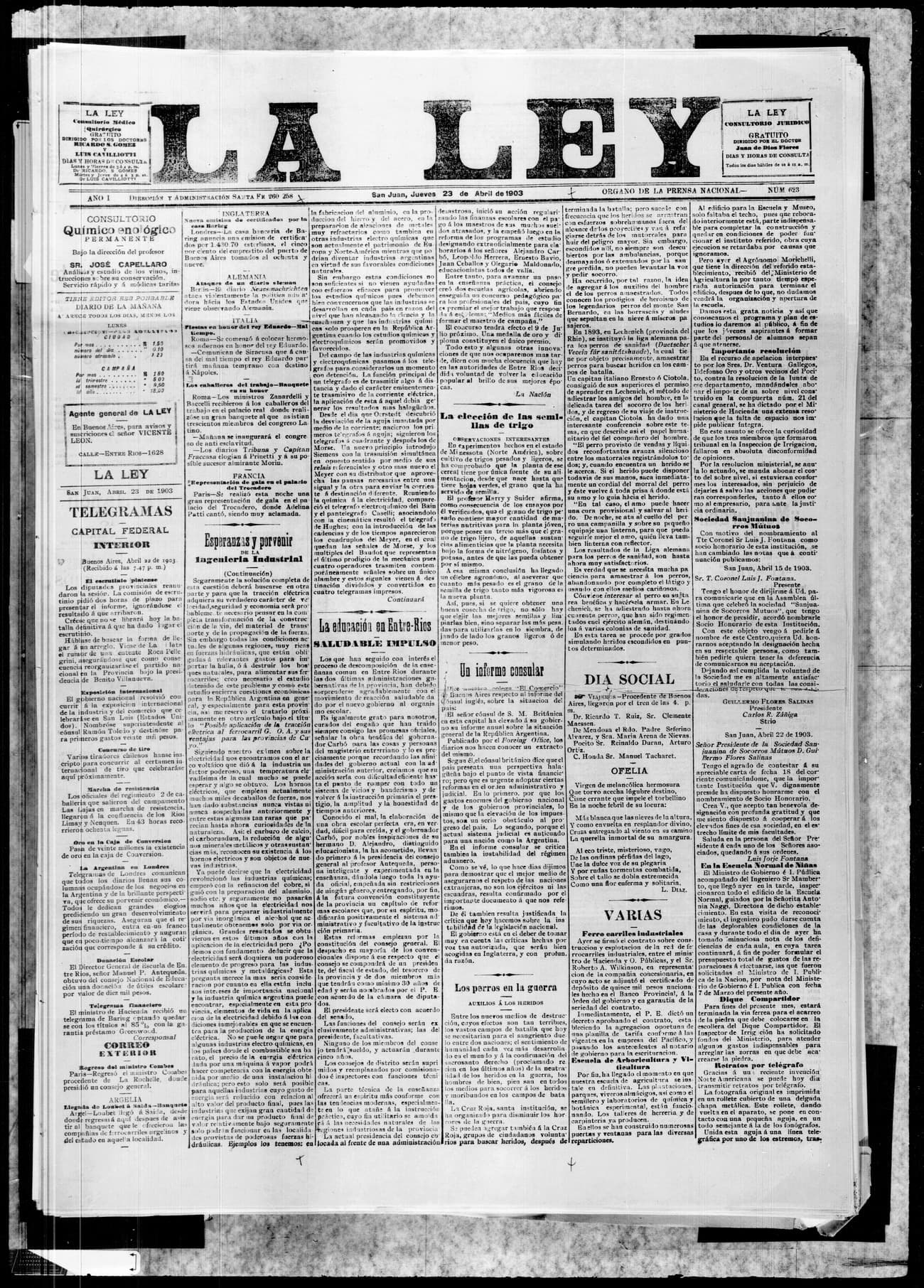 Portada · 23 de Abril de 1903