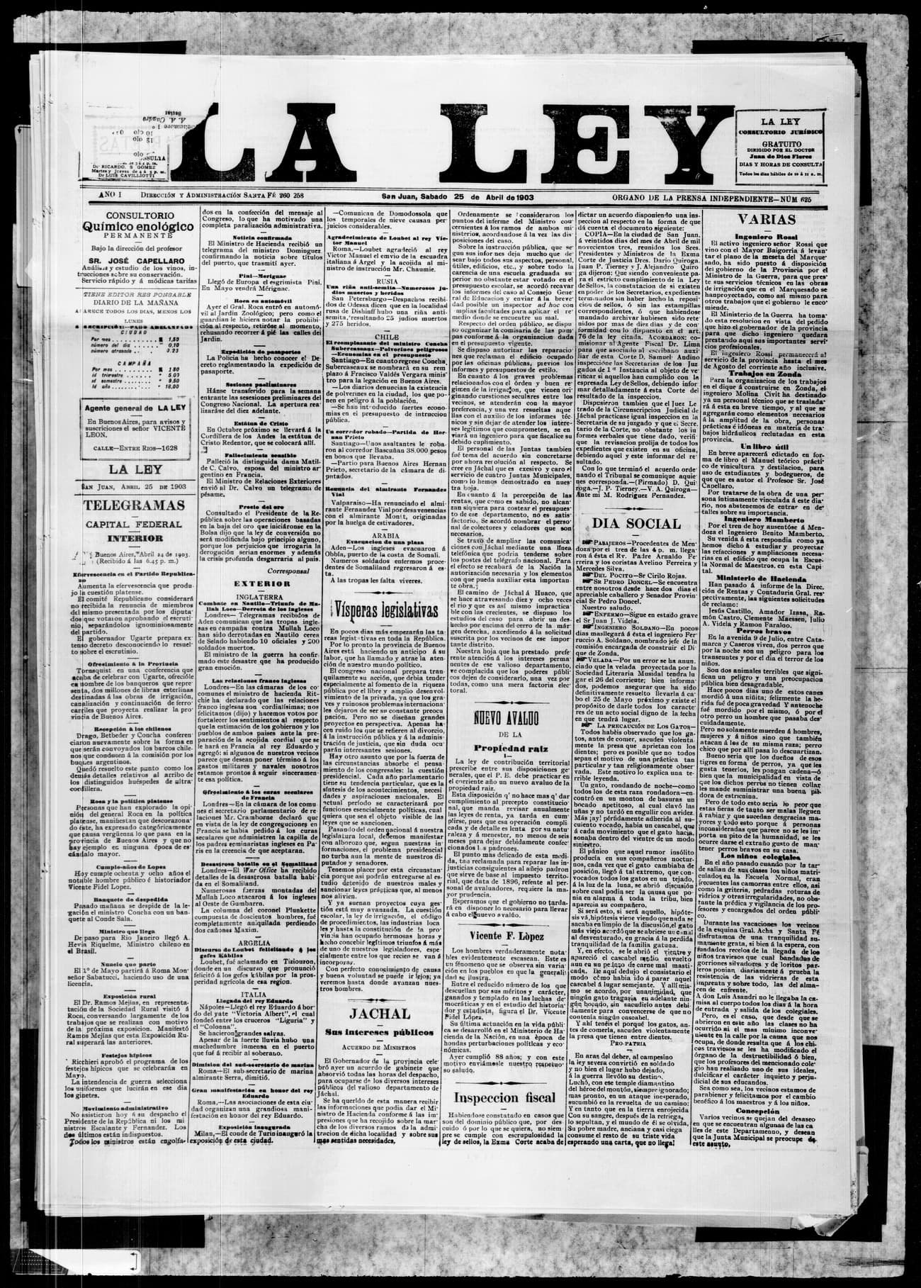 Portada · 25 de Abril de 1903