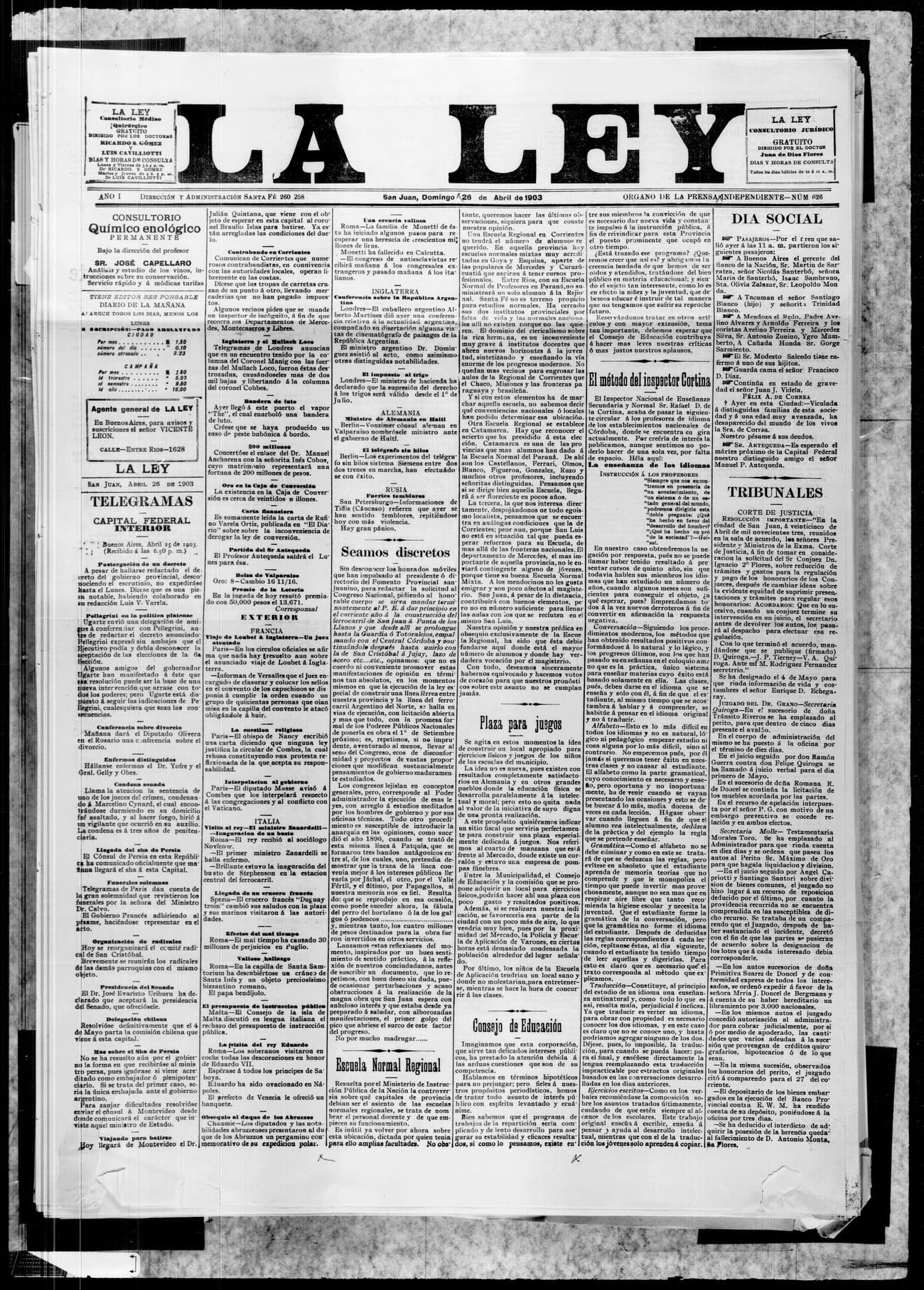 Portada · 26 de Abril de 1903