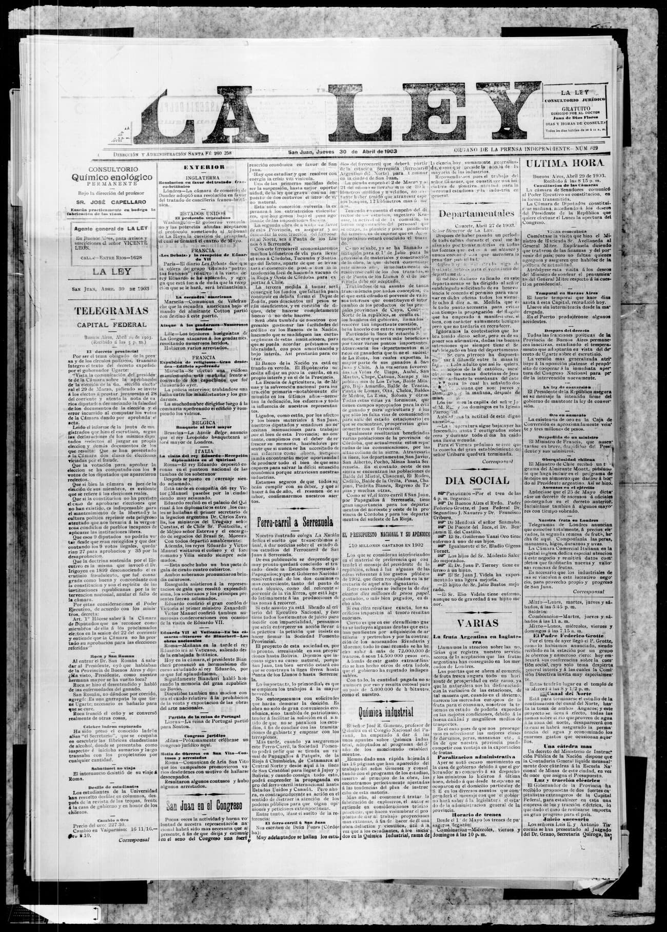 Portada · 30 de Abril de 1903