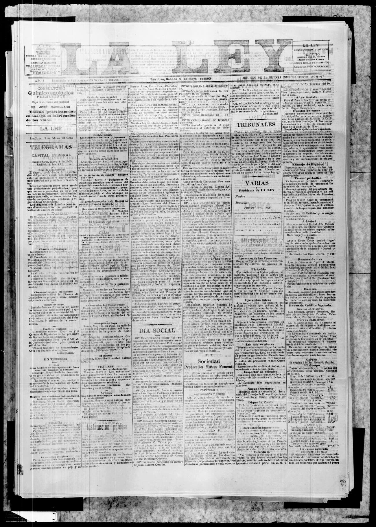 Portada · 9 de Mayo de 1903