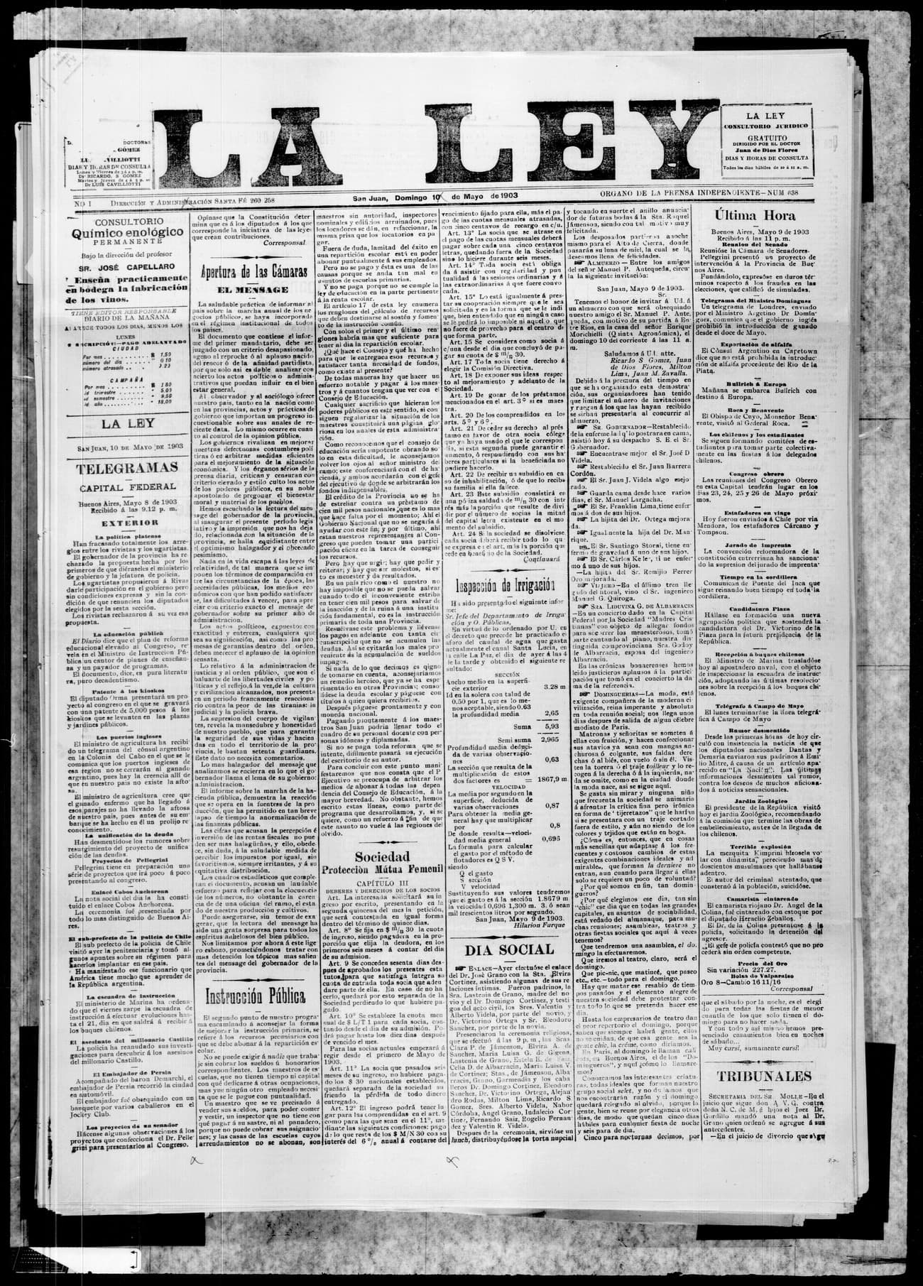 Portada · 10 de Mayo de 1903