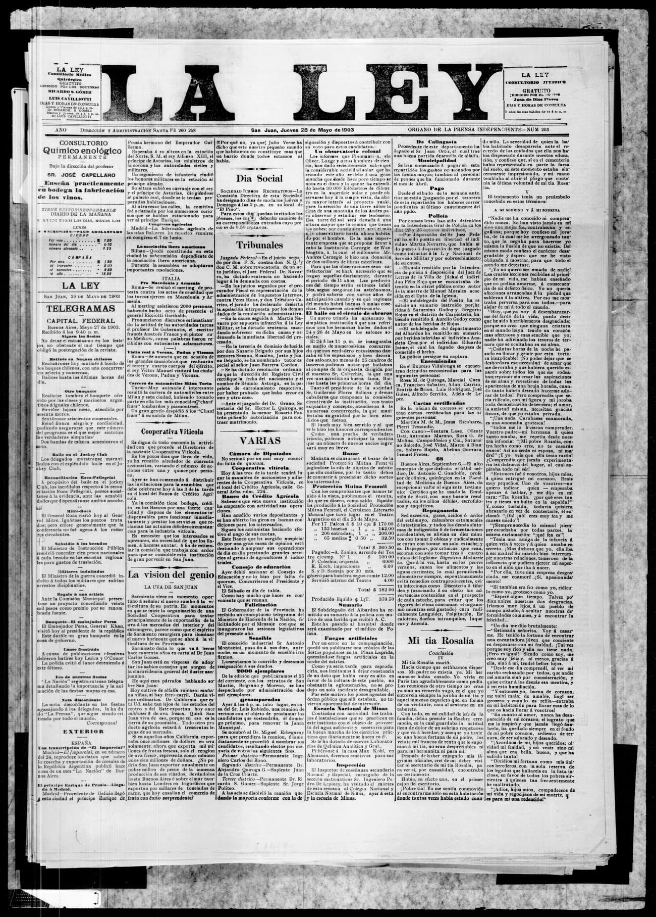 Portada · 28 de Mayo de 1903