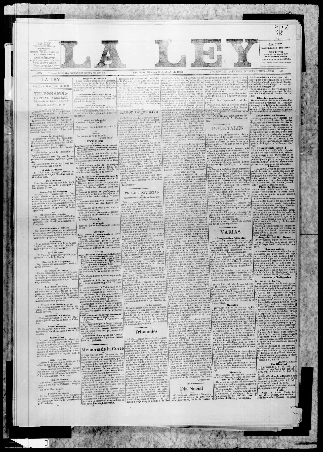 Portada · 5 de Junio de 1903