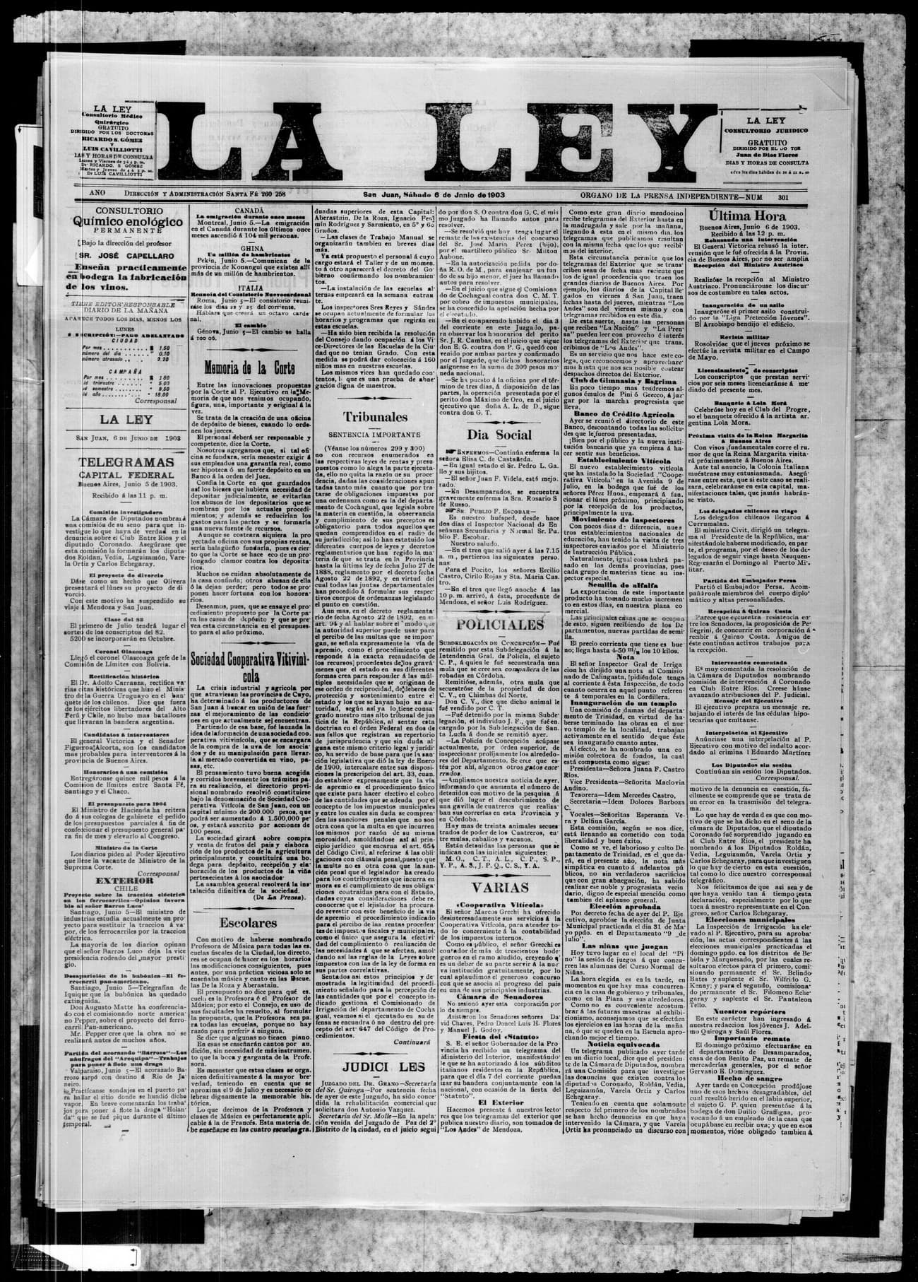 Portada · 6 de Junio de 1903