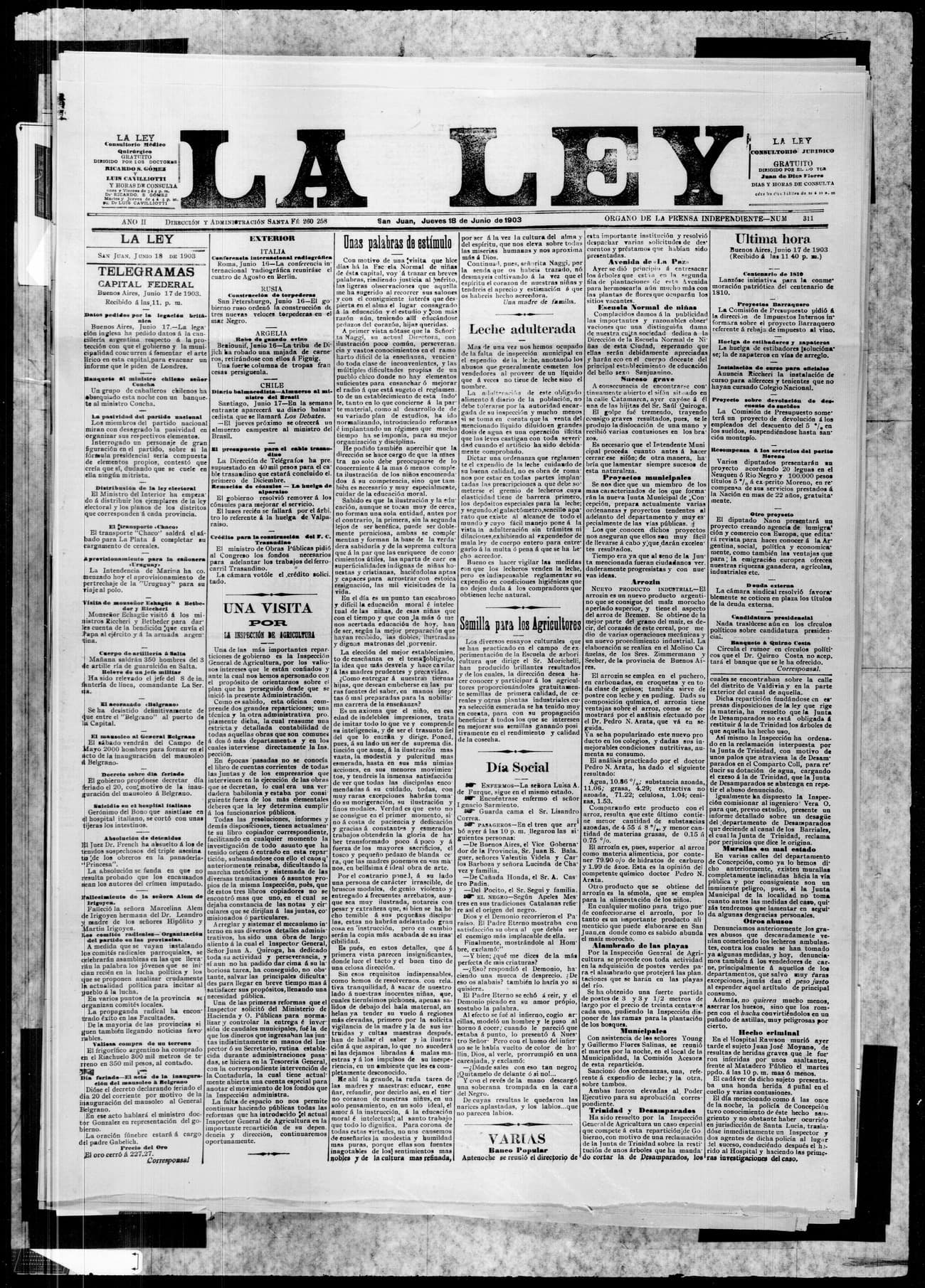 Portada · 18 de Junio de 1903