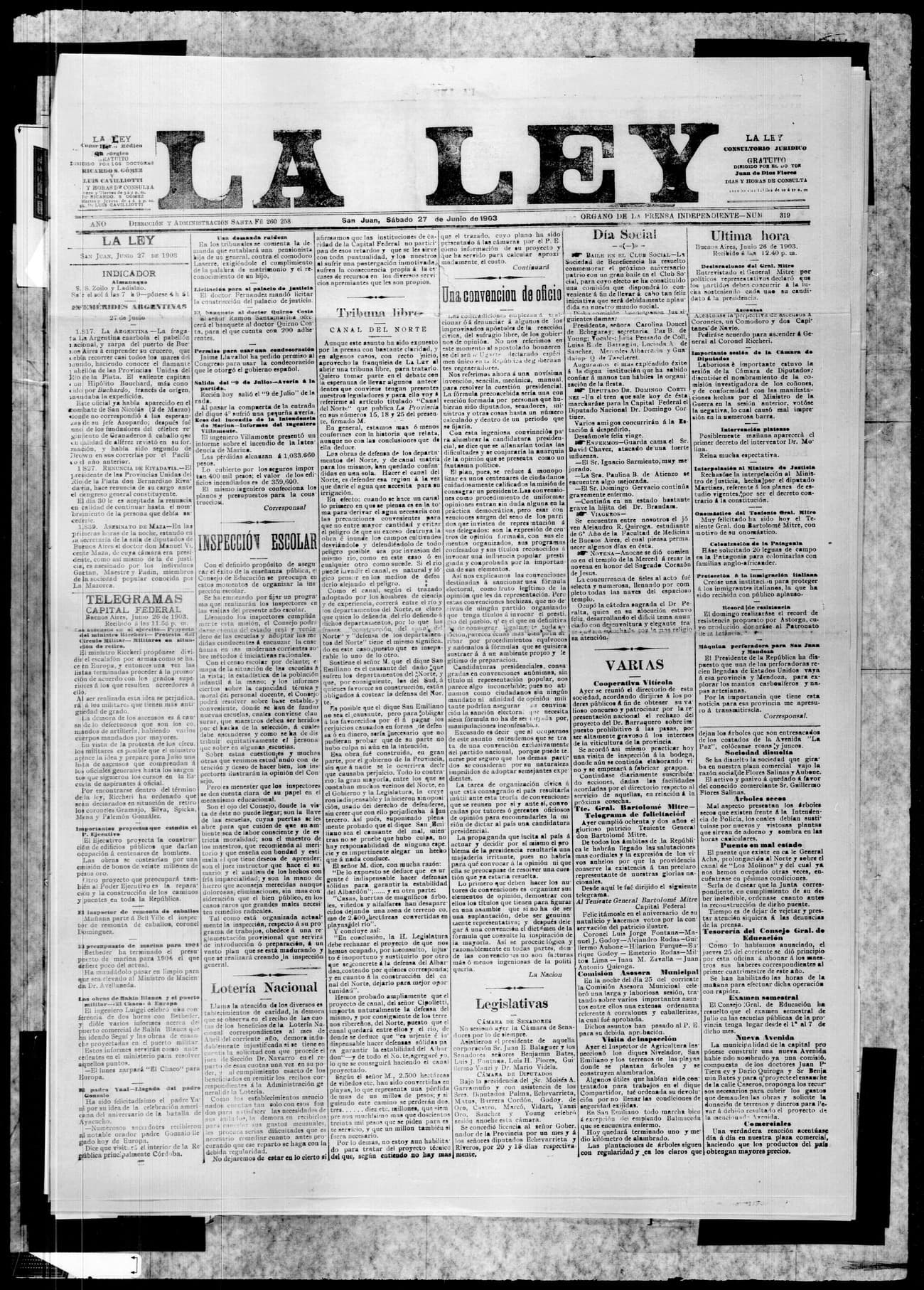 Portada · 27 de Junio de 1903