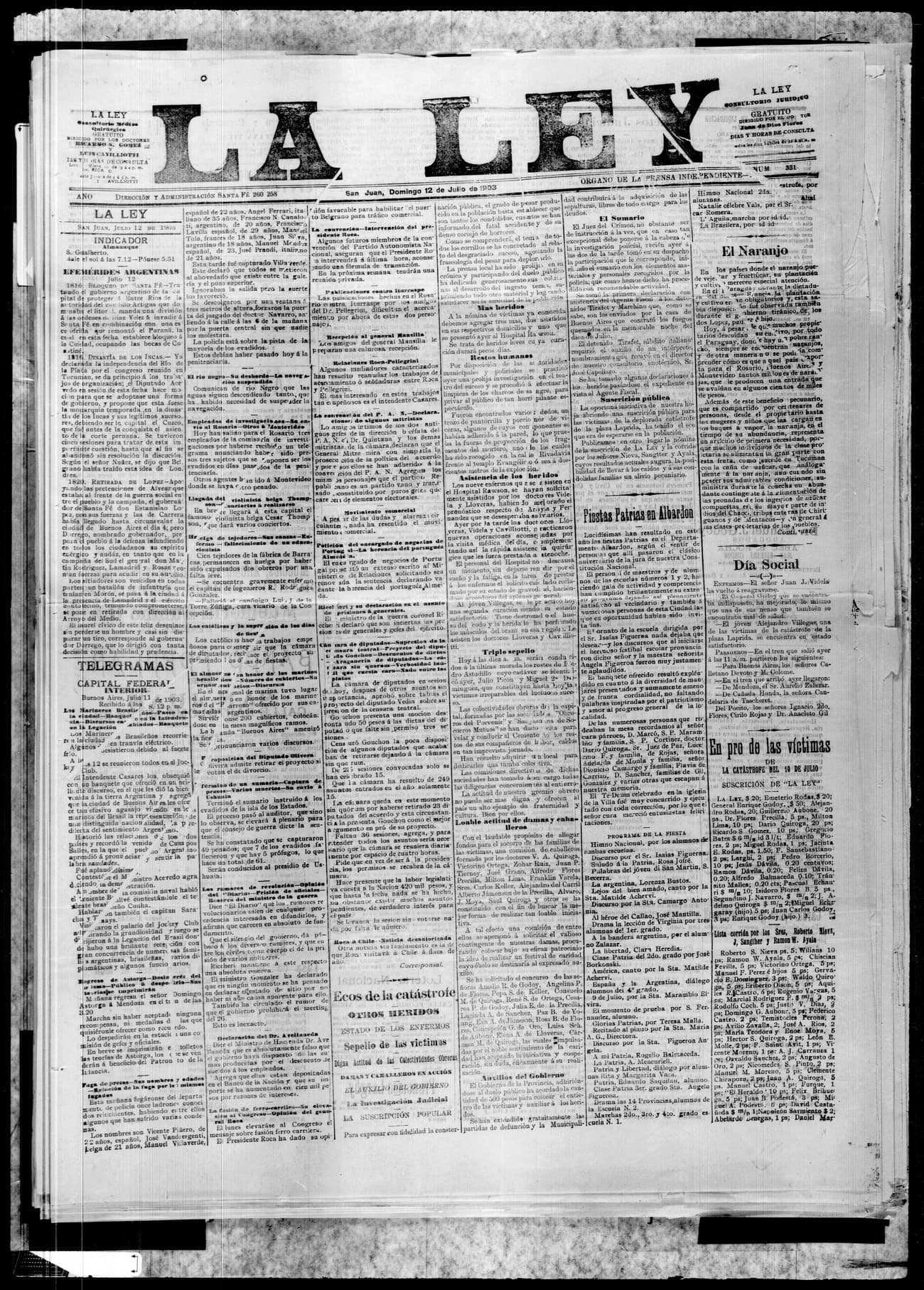 Portada · 12 de Julio de 1903