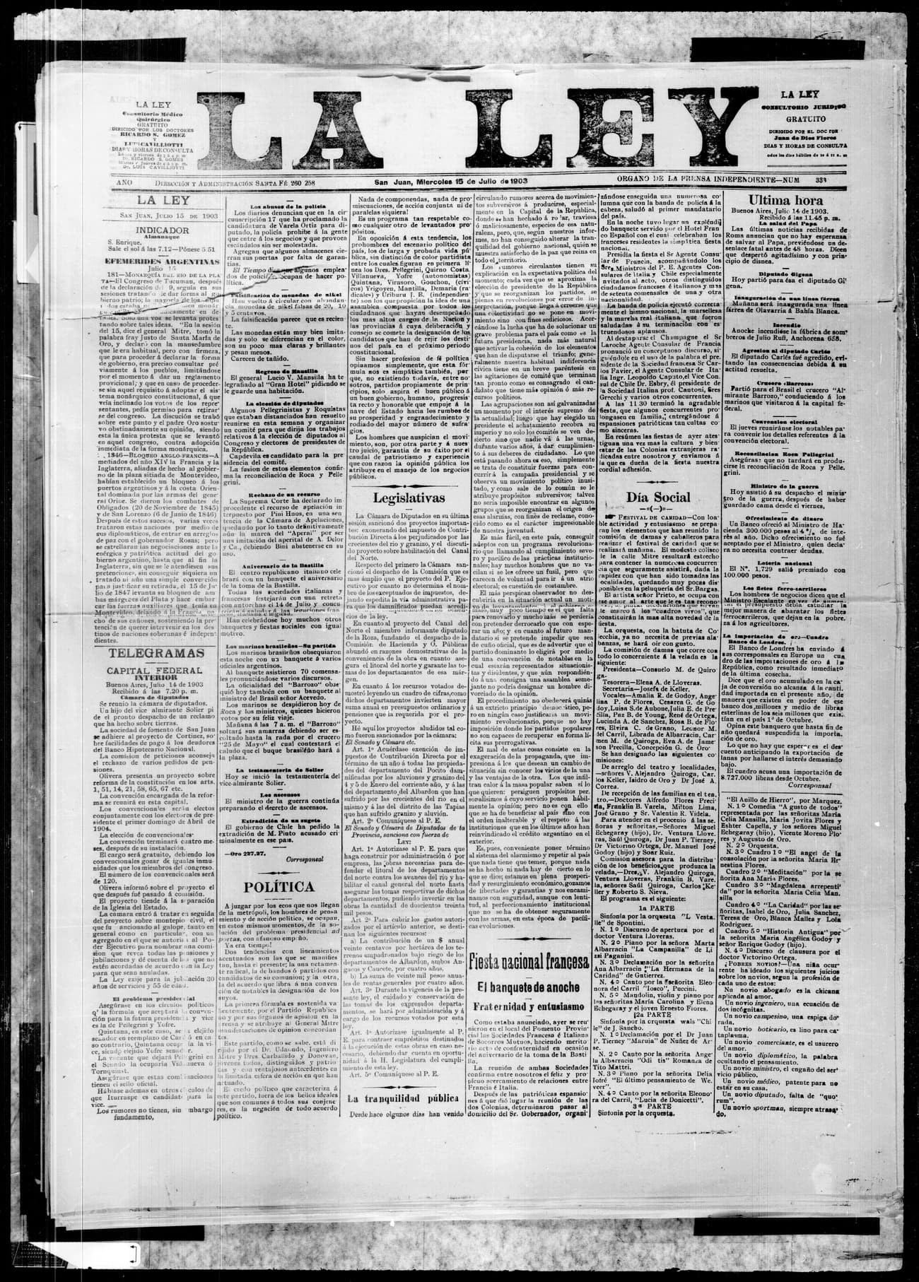 Portada · 15 de Julio de 1903