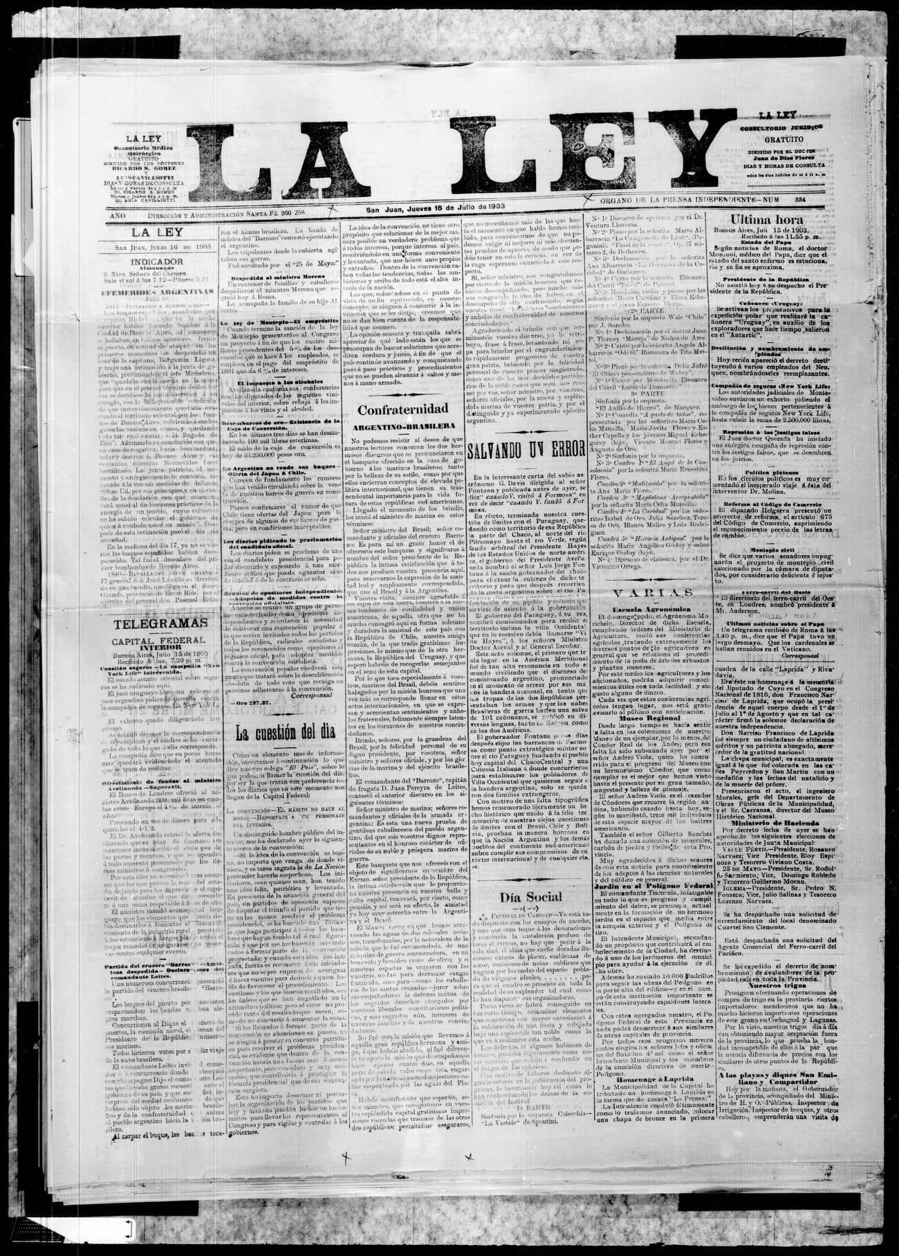 Portada · 16 de Julio de 1903