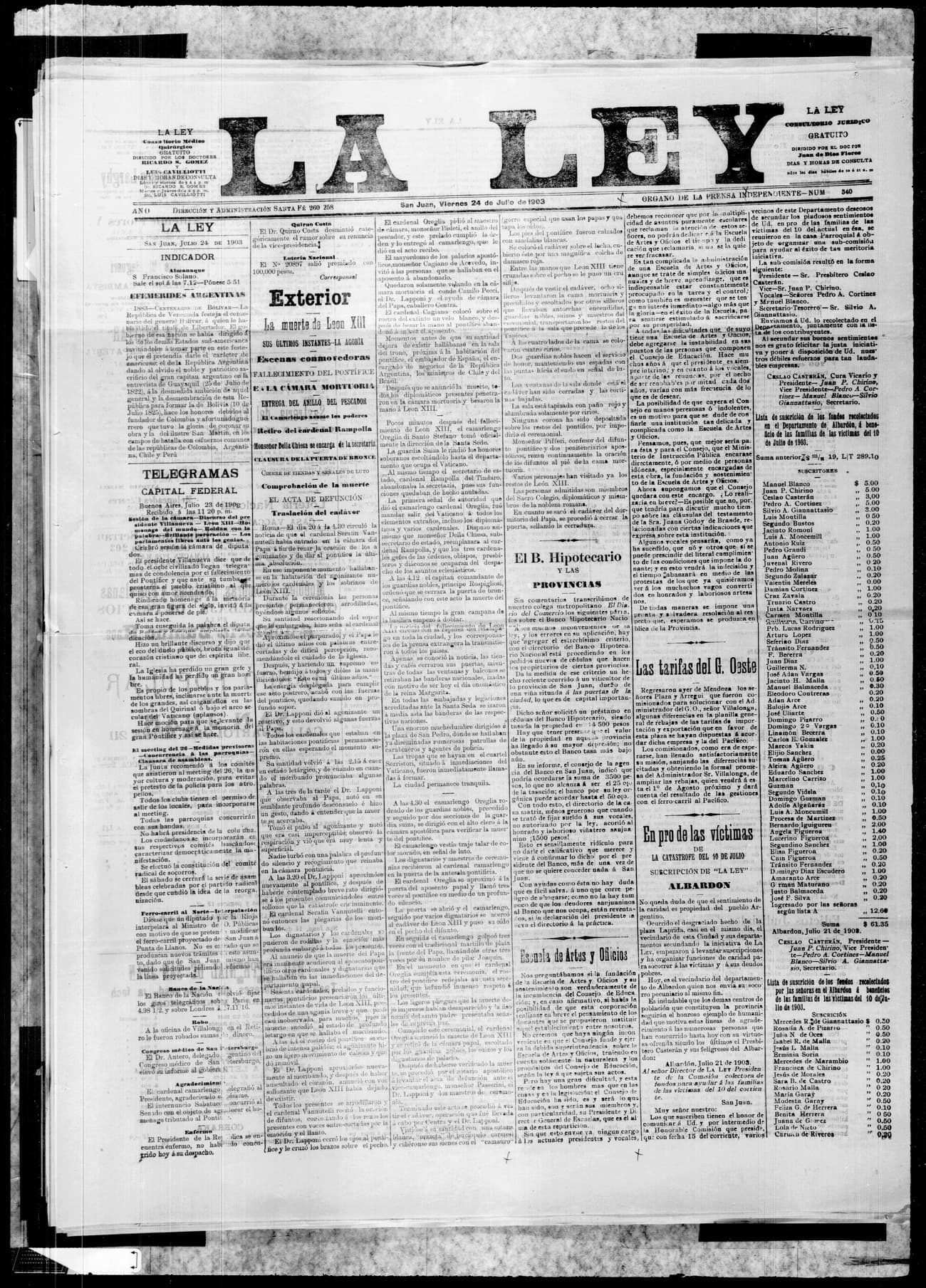 Portada · 24 de Julio de 1903