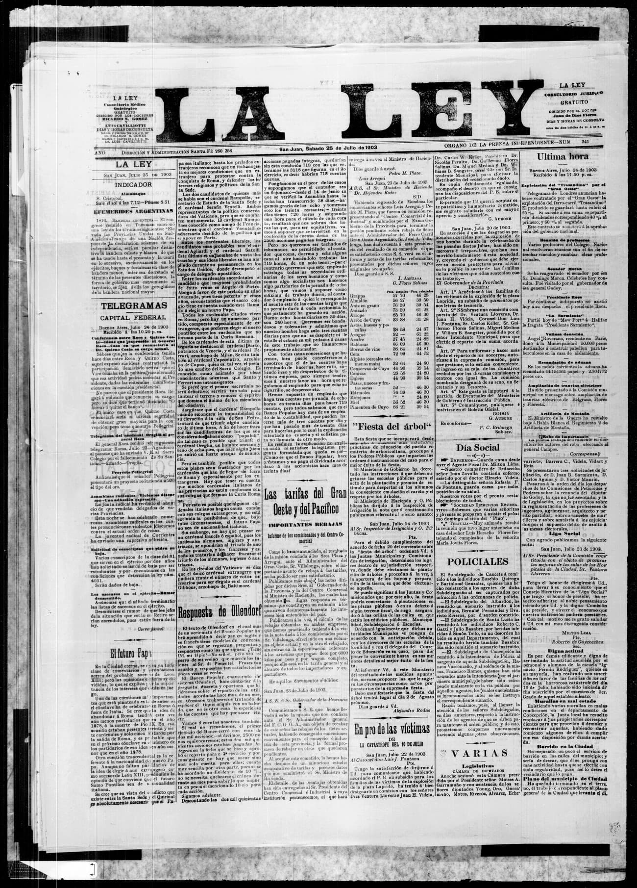 Portada · 25 de Julio de 1903