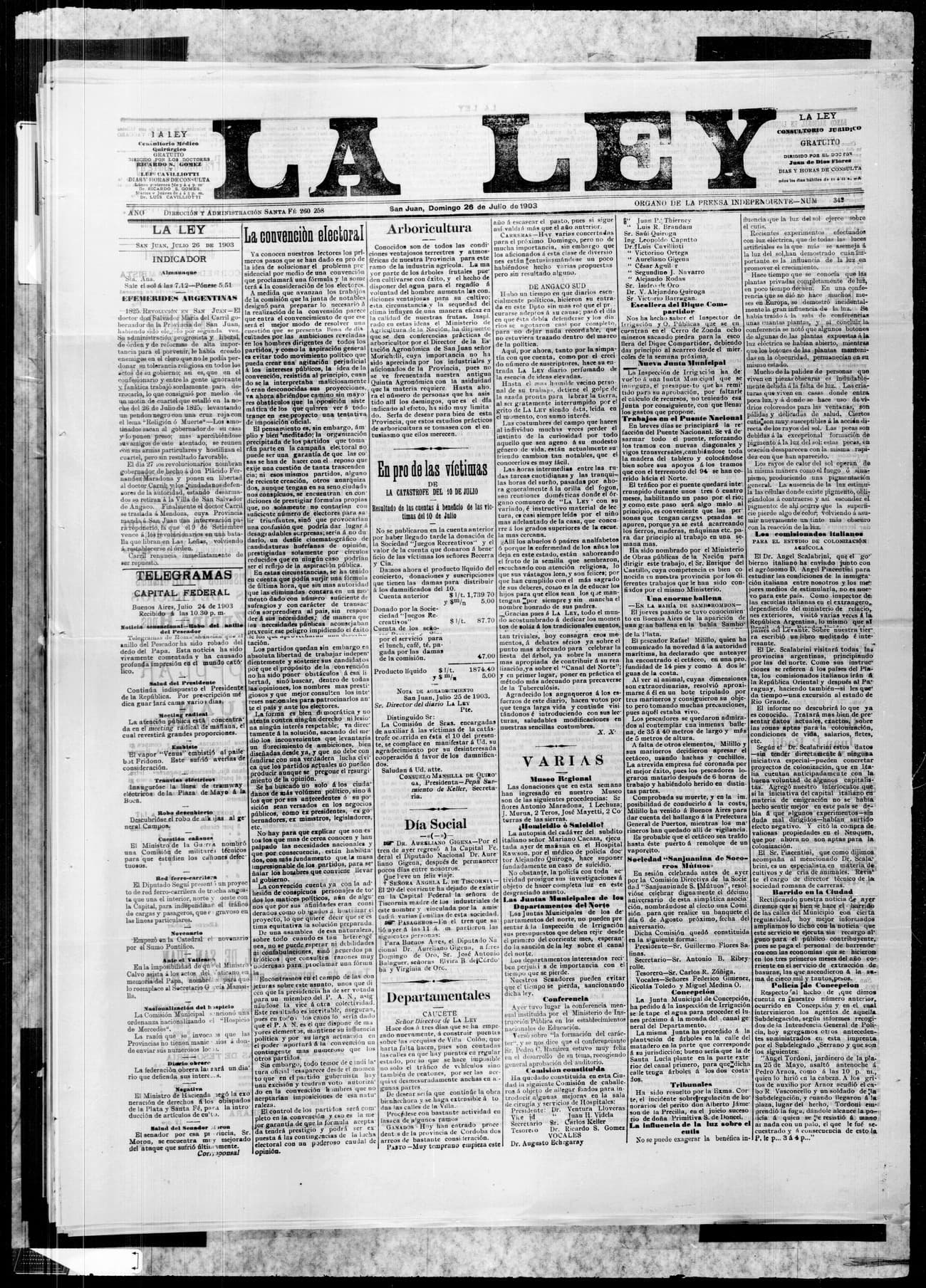 Portada · 26 de Julio de 1903