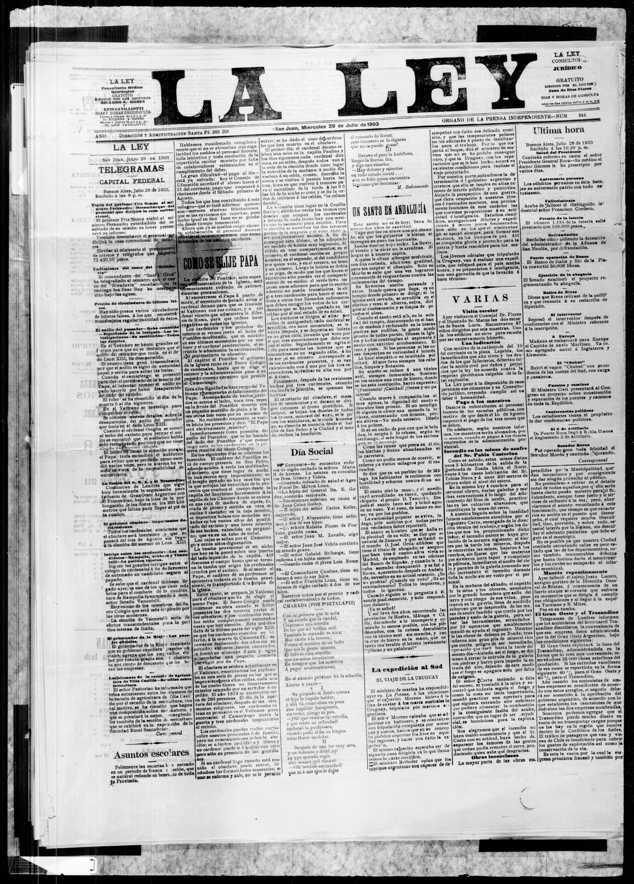 Portada · 29 de Julio de 1903
