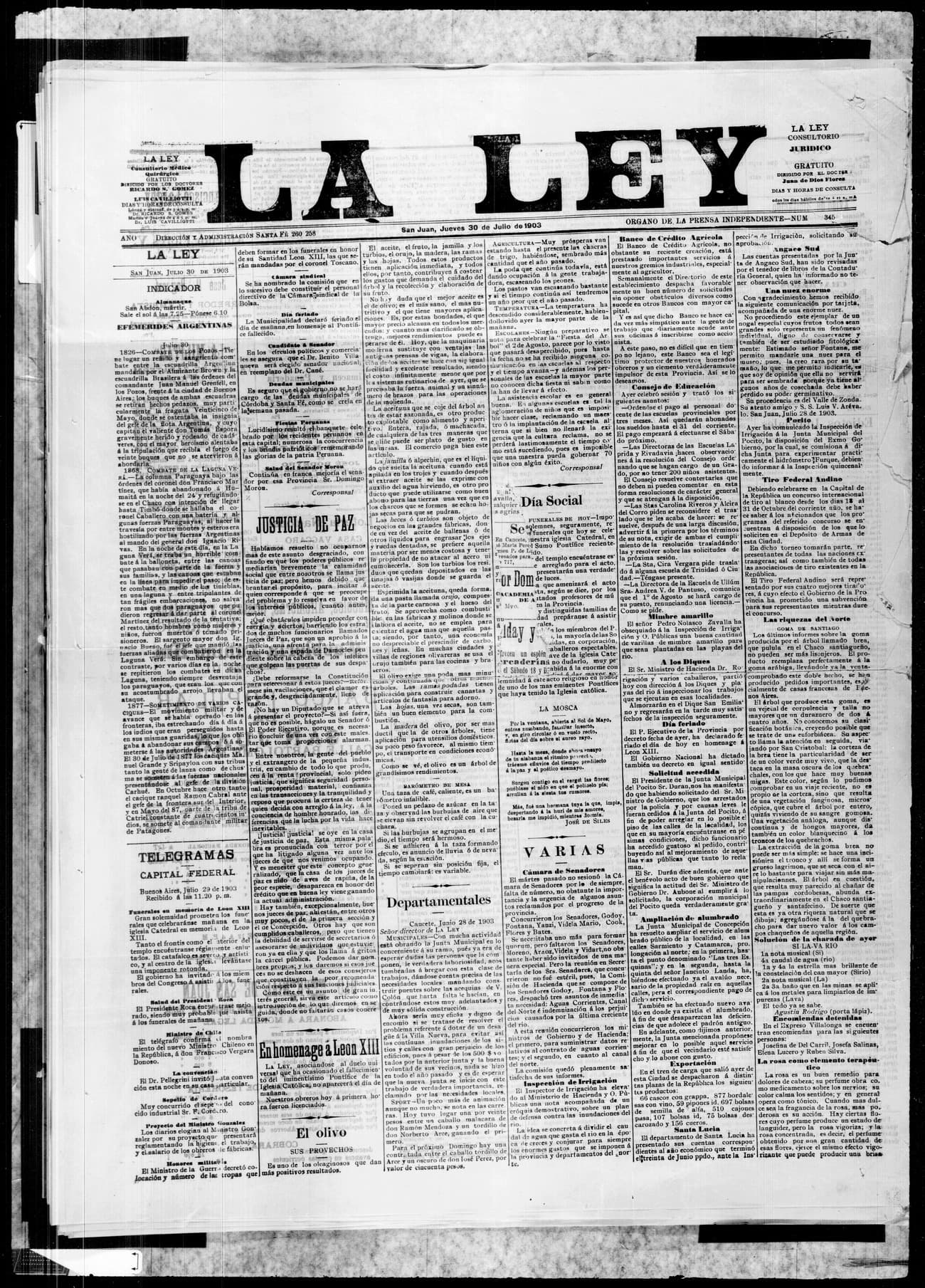 Portada · 30 de Julio de 1903
