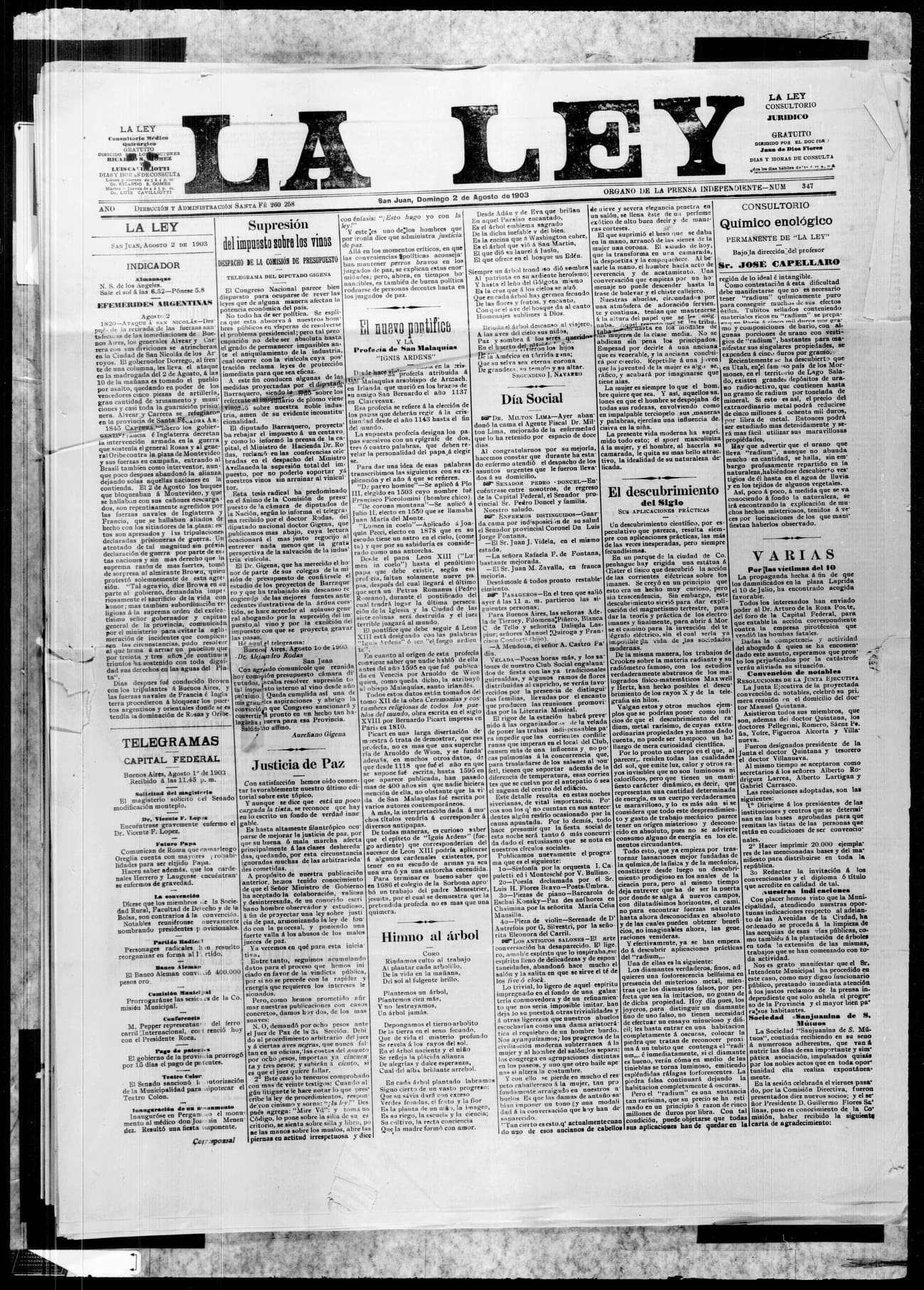 Portada · 2 de Agosto de 1903