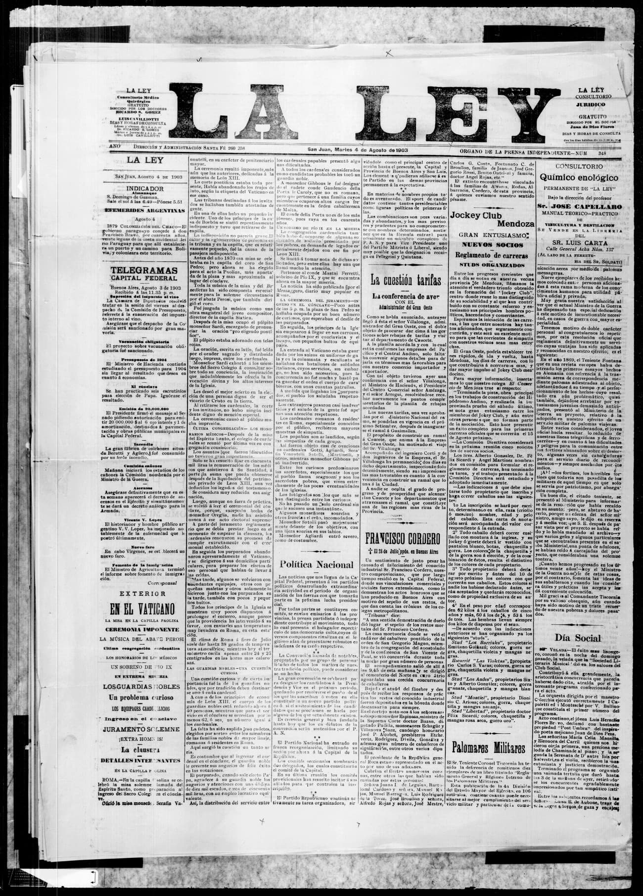 Portada · 4 de Agosto de 1903