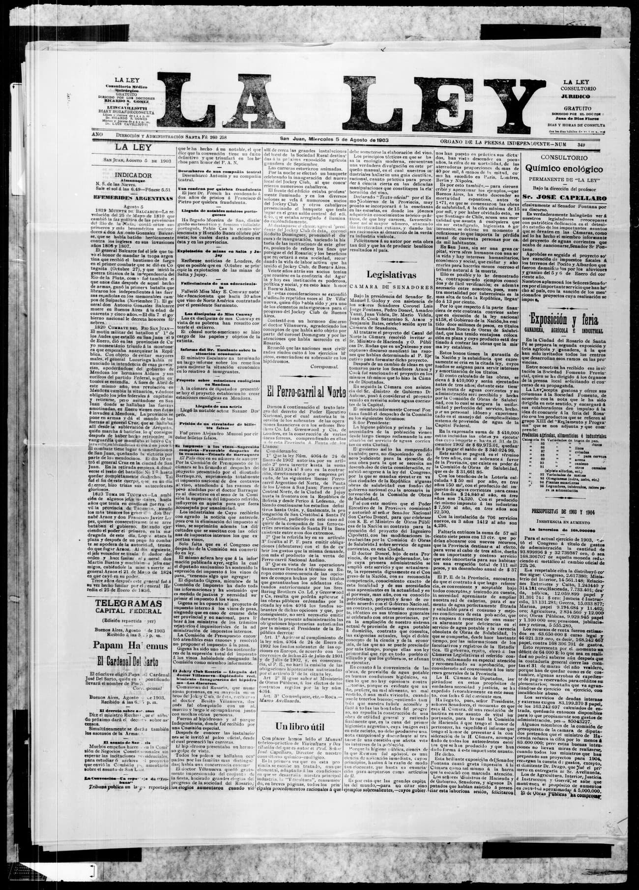 Portada · 5 de Agosto de 1903