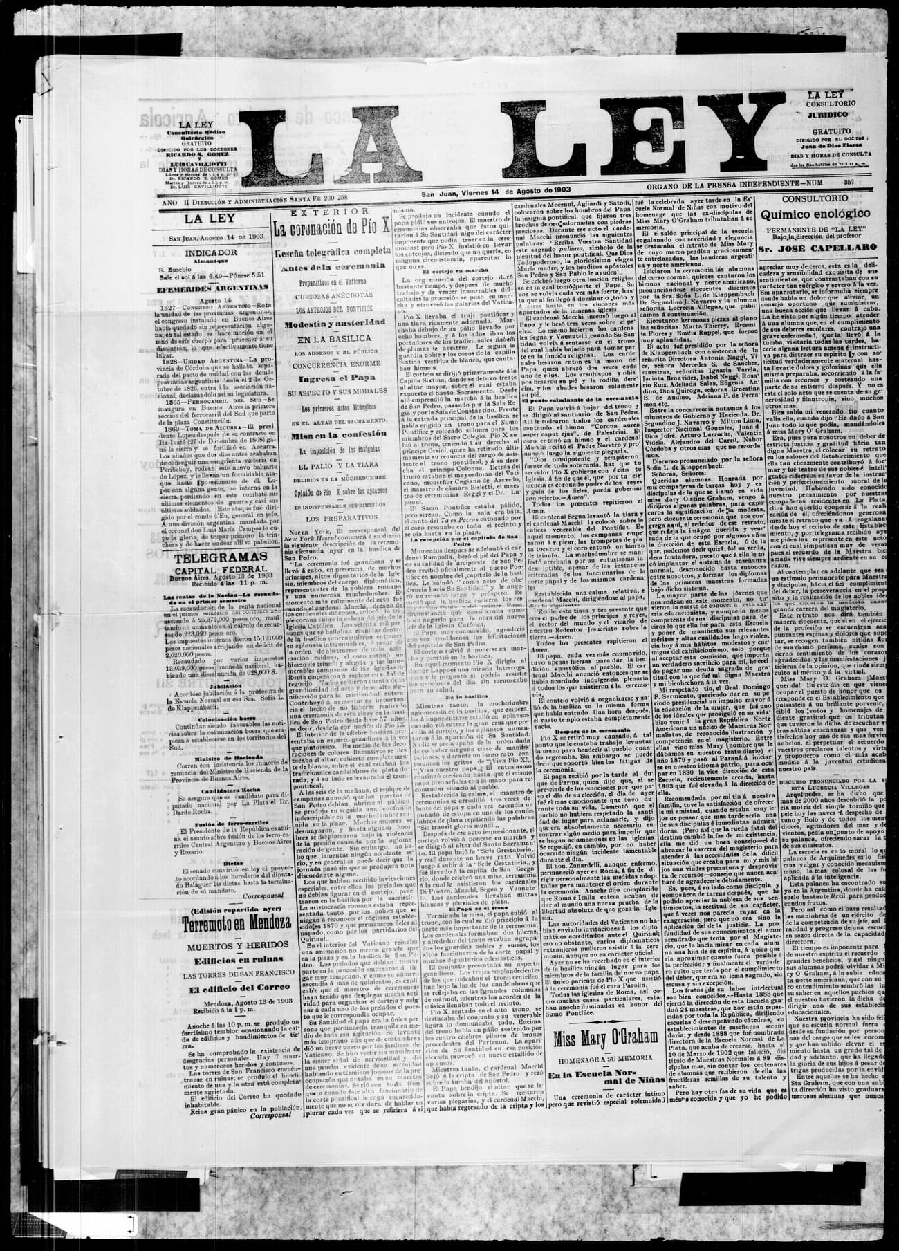 Portada · 14 de Agosto de 1903