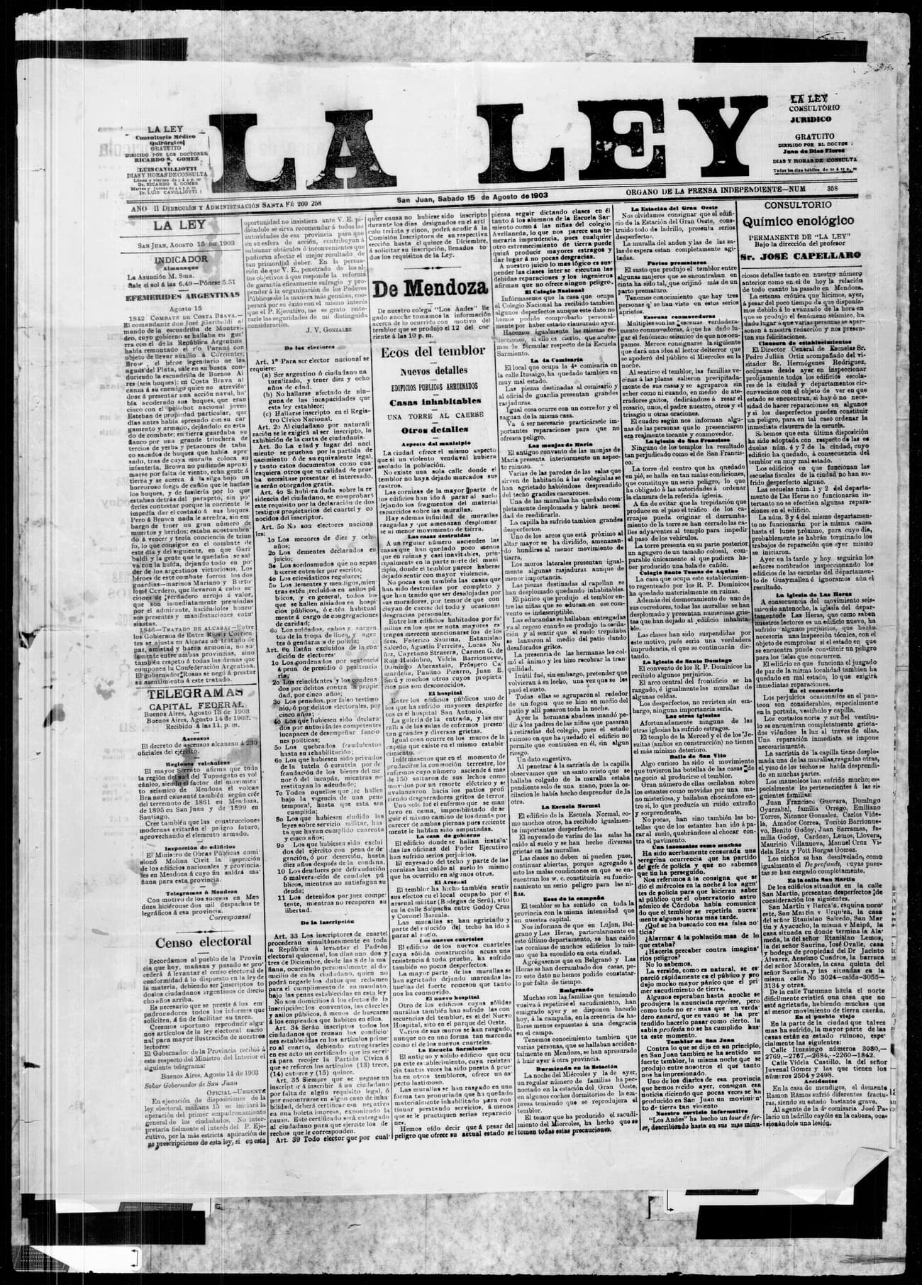 Portada · 15 de Agosto de 1903