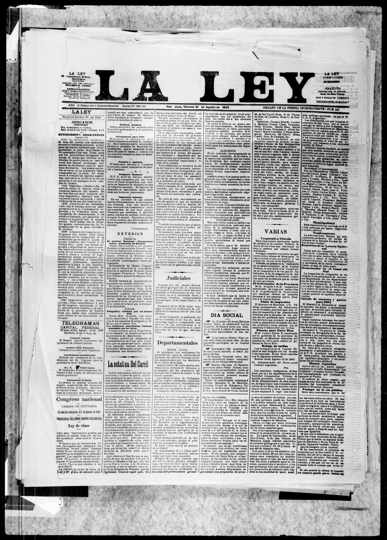 Portada · 21 de Agosto de 1903