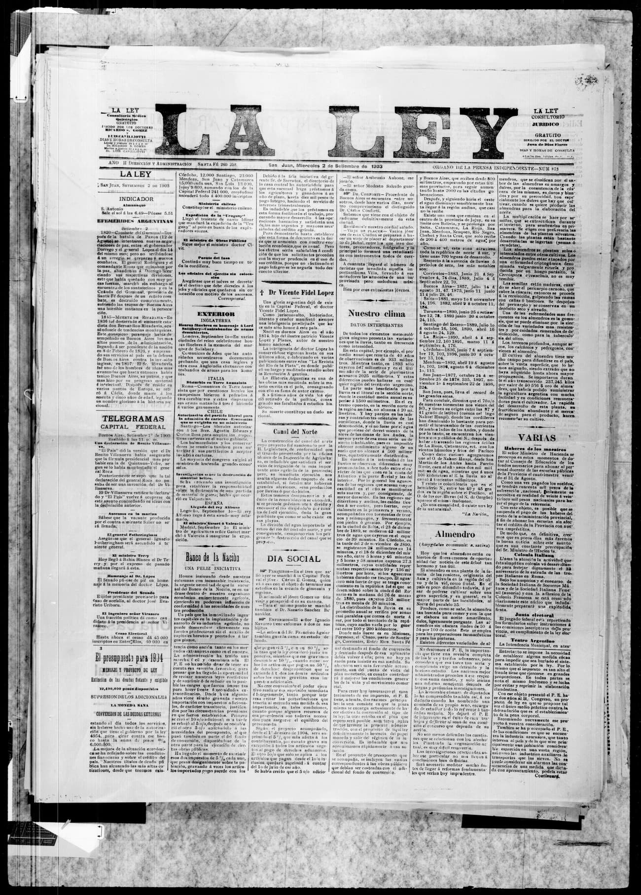 Portada · 2 de Septiembre de 1903