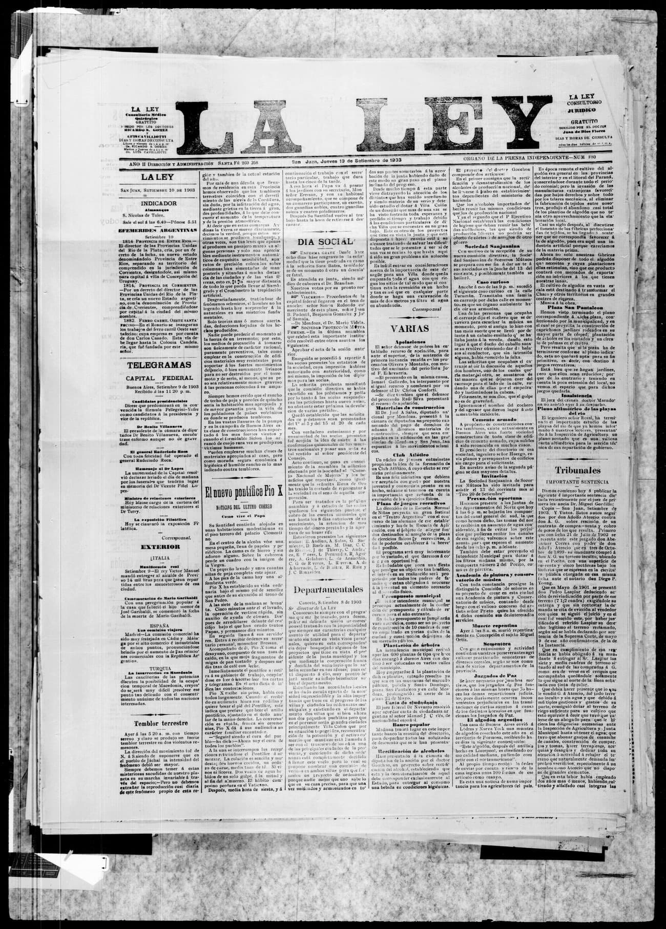 Portada · 10 de Septiembre de 1903