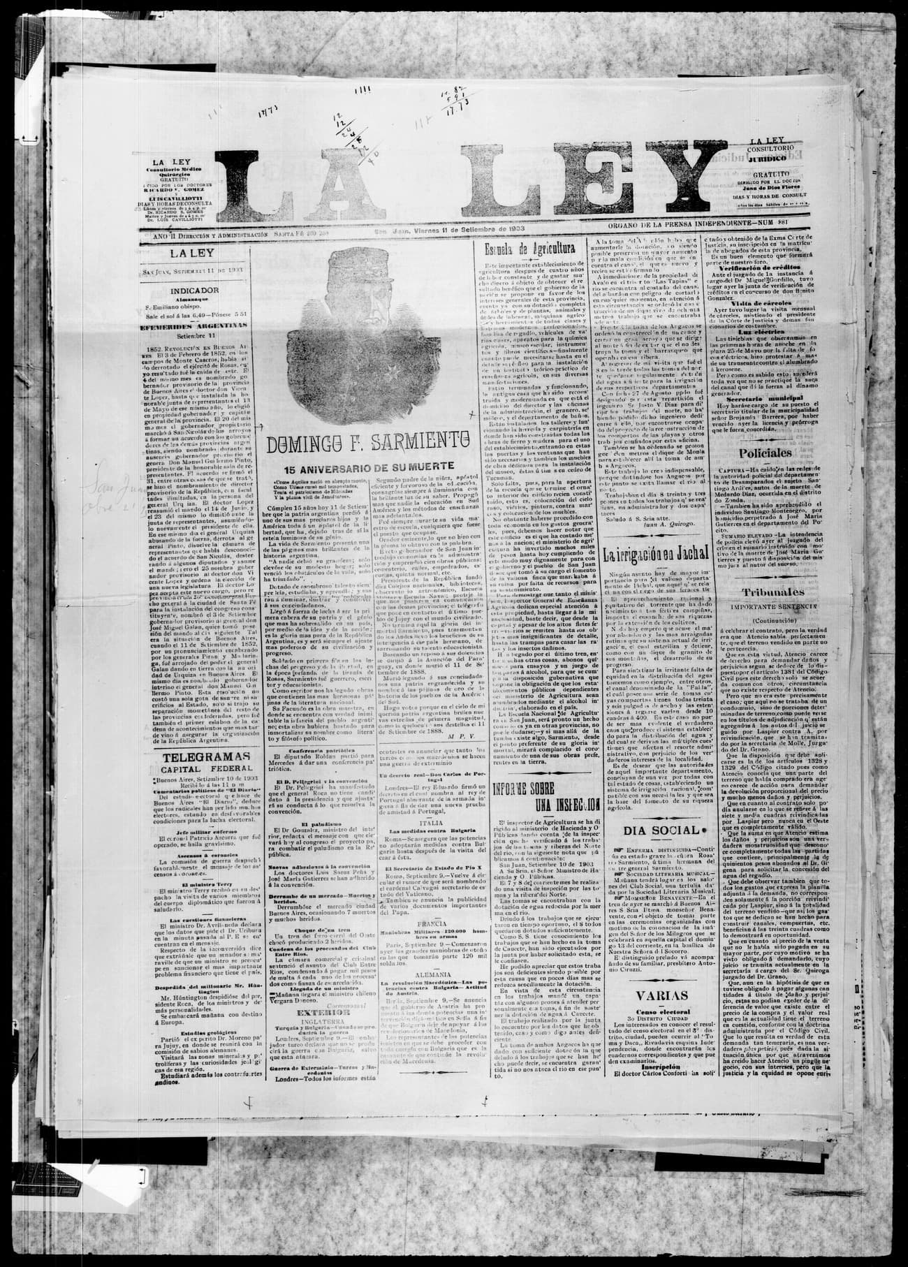Portada · 11 de Septiembre de 1903
