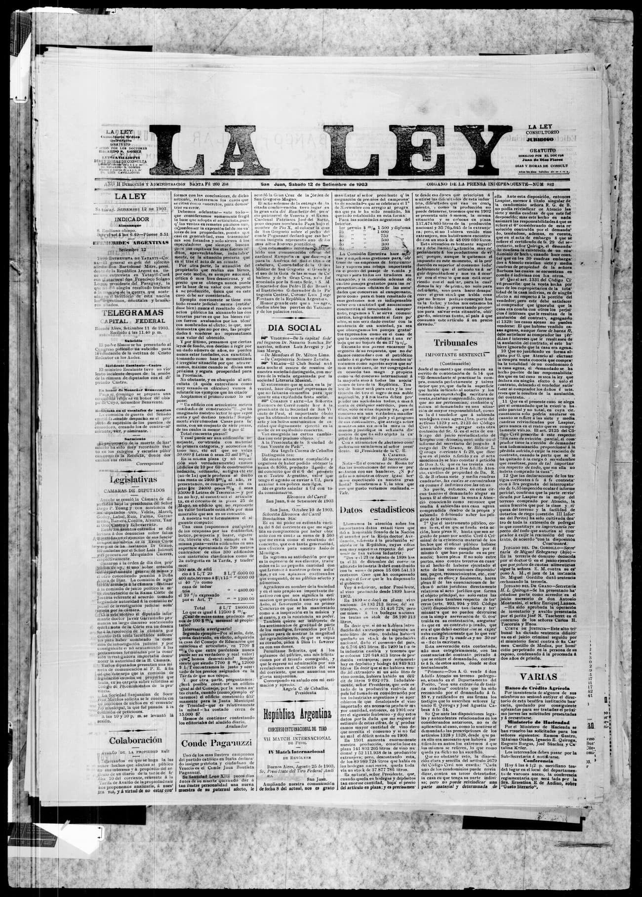 Portada · 12 de Septiembre de 1903