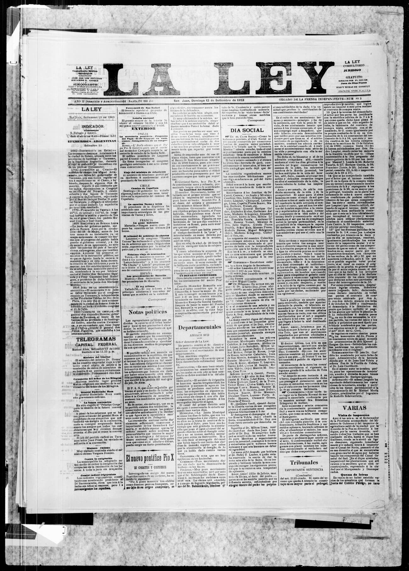 Portada · 13 de Septiembre de 1903