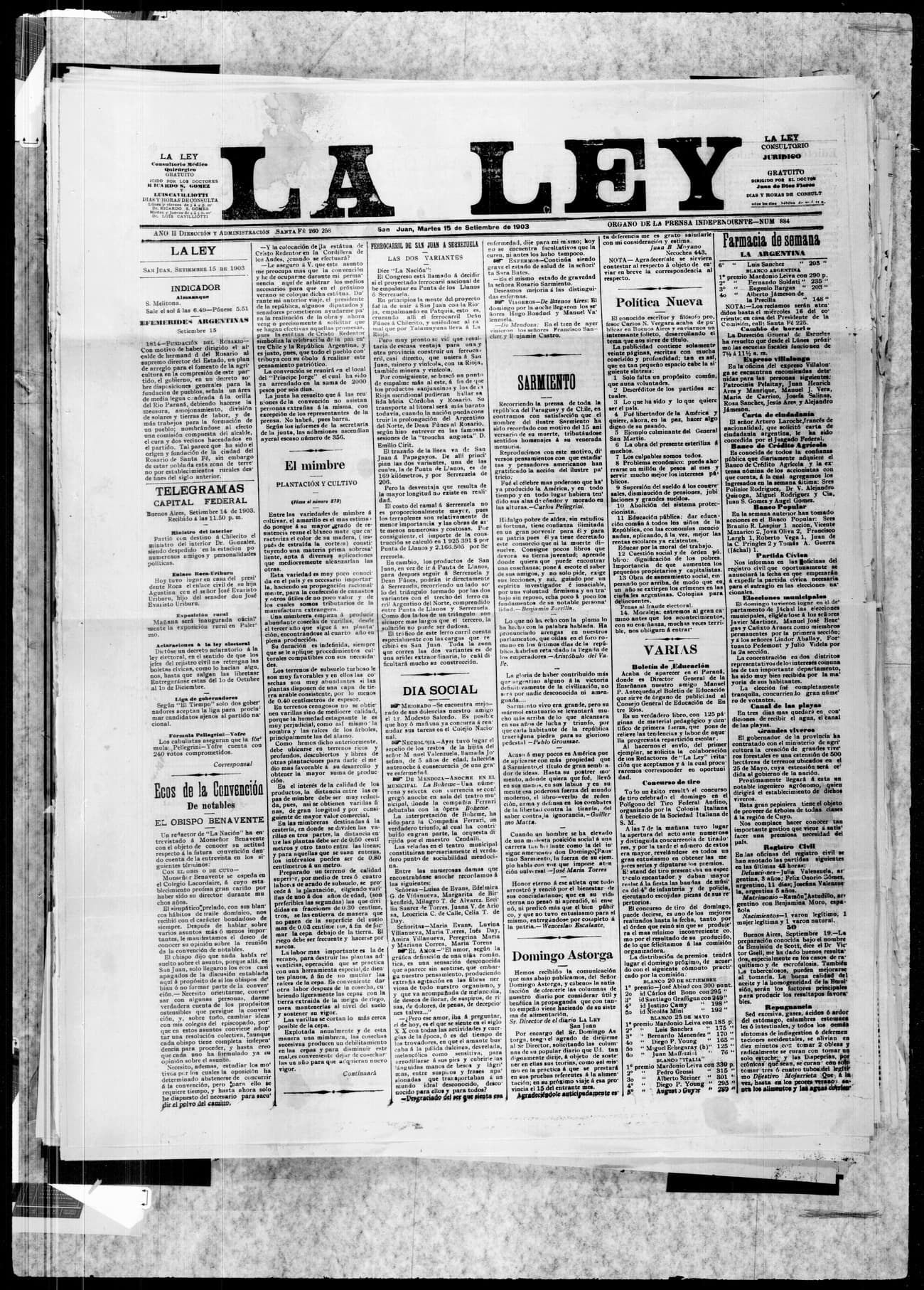 Portada · 15 de Septiembre de 1903
