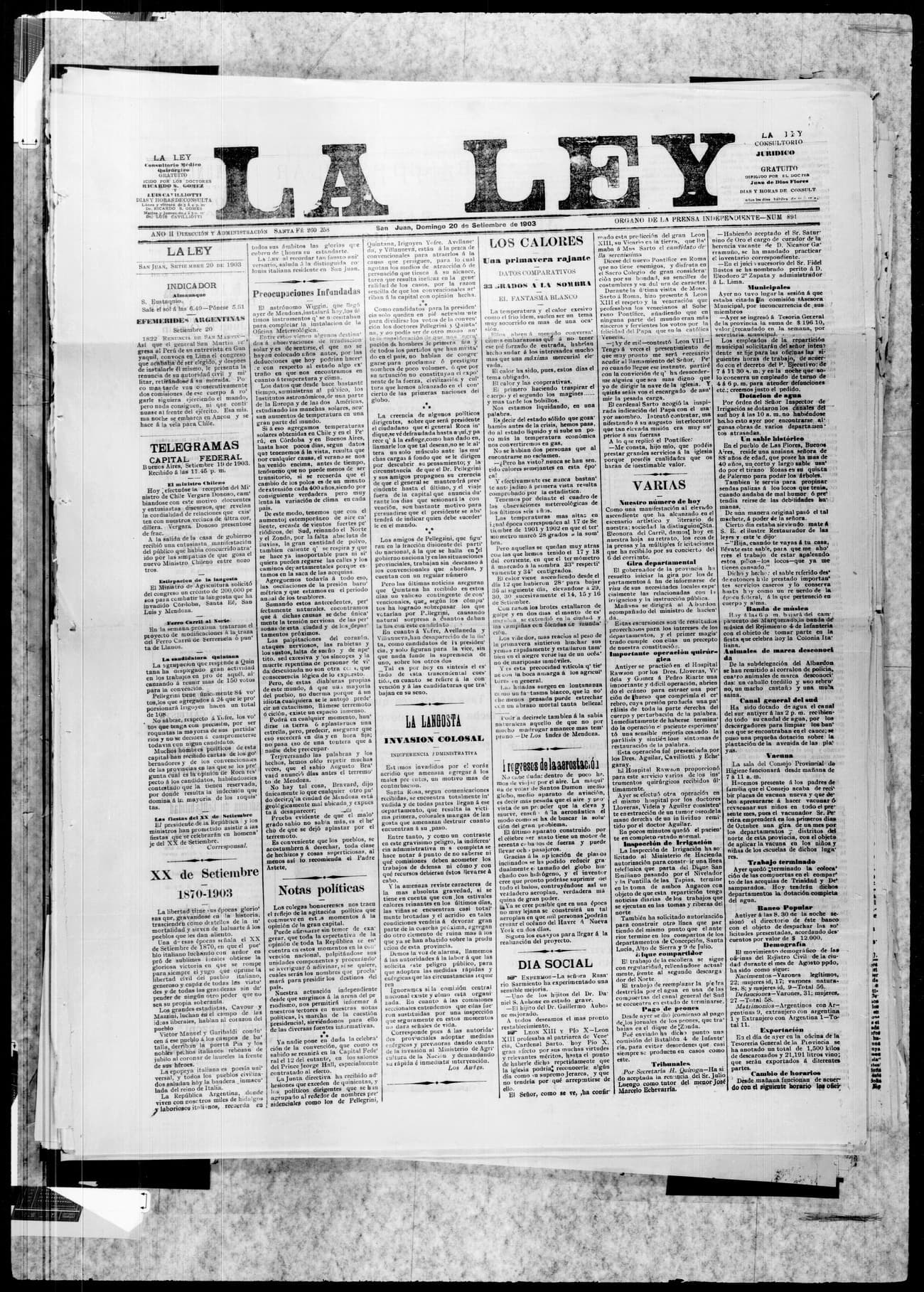 Portada · 20 de Septiembre de 1903