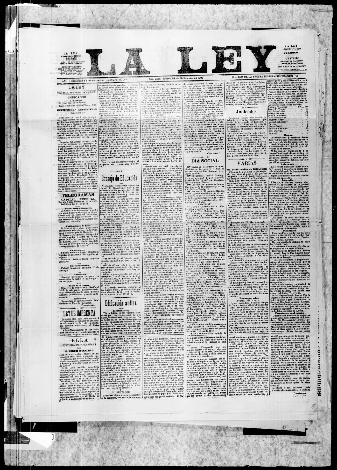 Portada · 24 de Septiembre de 1903