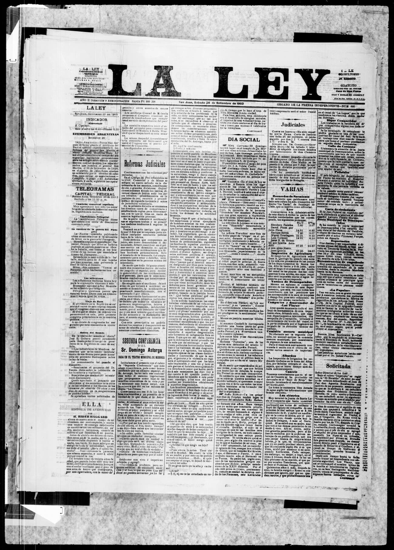 Portada · 26 de Septiembre de 1903